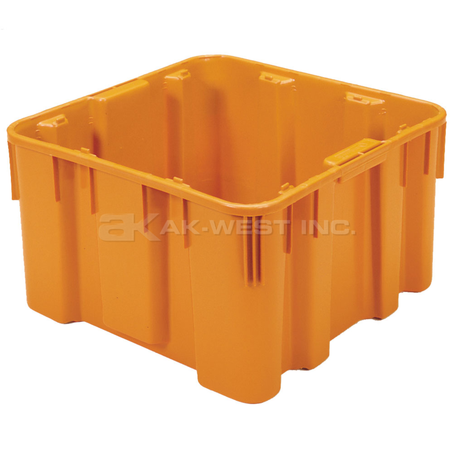 Orange, 19" x 19" x 10-1/2", Stack and Nest Container, w/ Holes