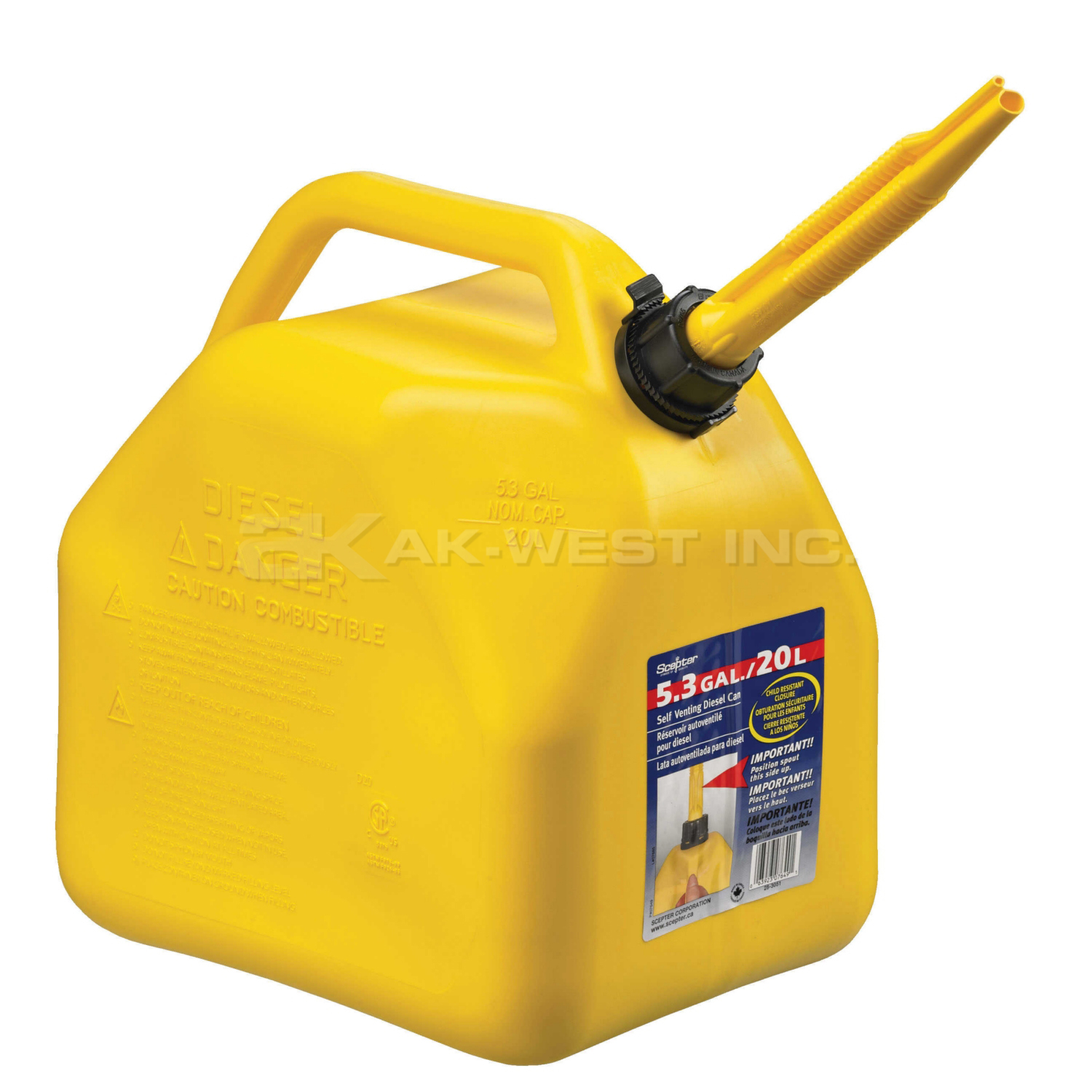 Yellow, 20 Litre Diesel Can