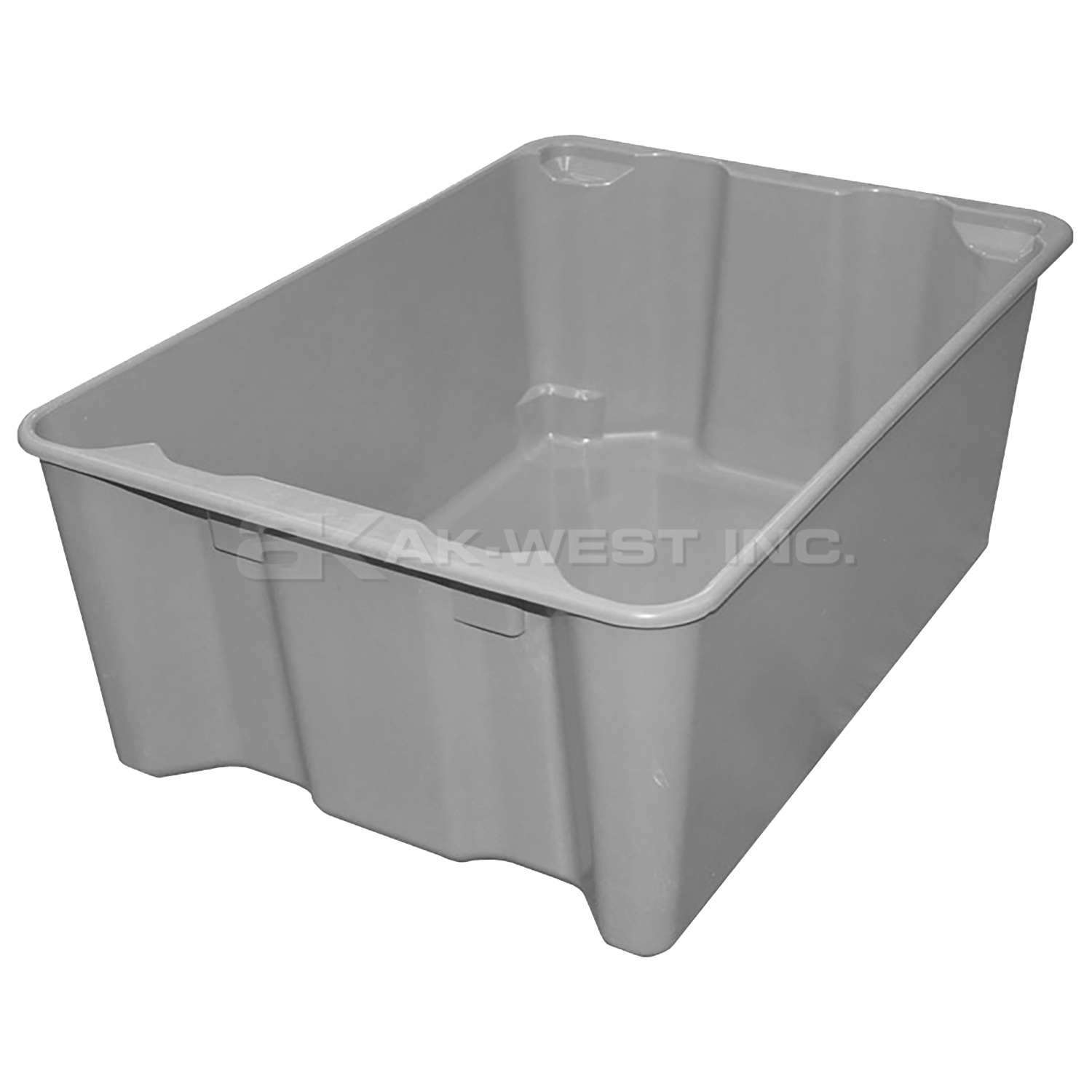 Grey, 25-1/4"L x 18"W x 10"H, Fiberglass Reinforced Stack and Nest Container