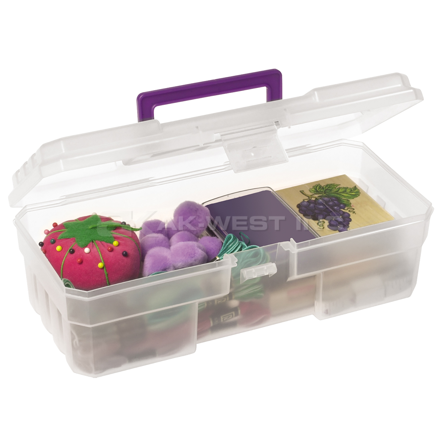 Purple/Clear, 6" x 12" x 4" Craft Supply Box