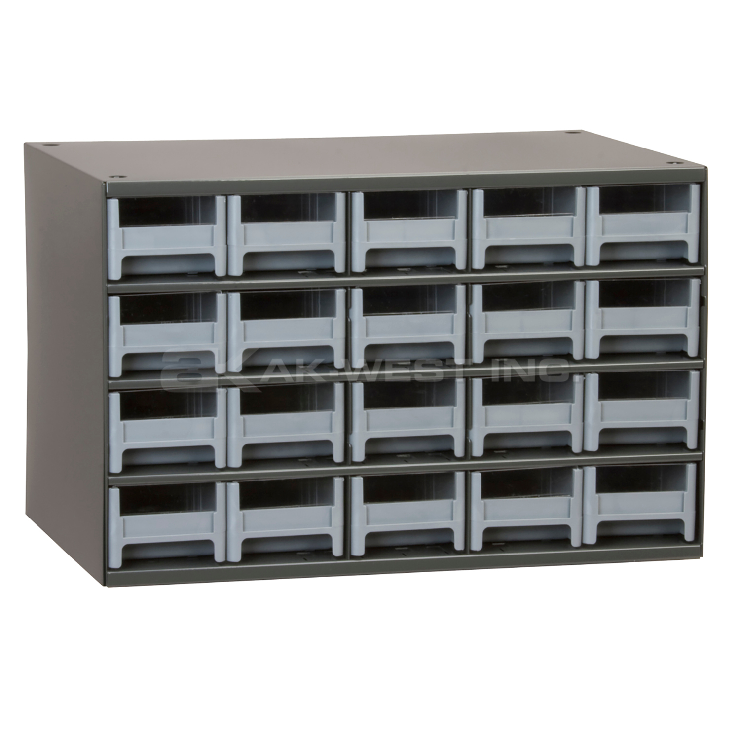 Grey, 17" x 11" x 11" Steel Modular Cabinet w/ 20 Drawers - Drawer Size 3-3/16" x 2-1/16" x 10-9/16"