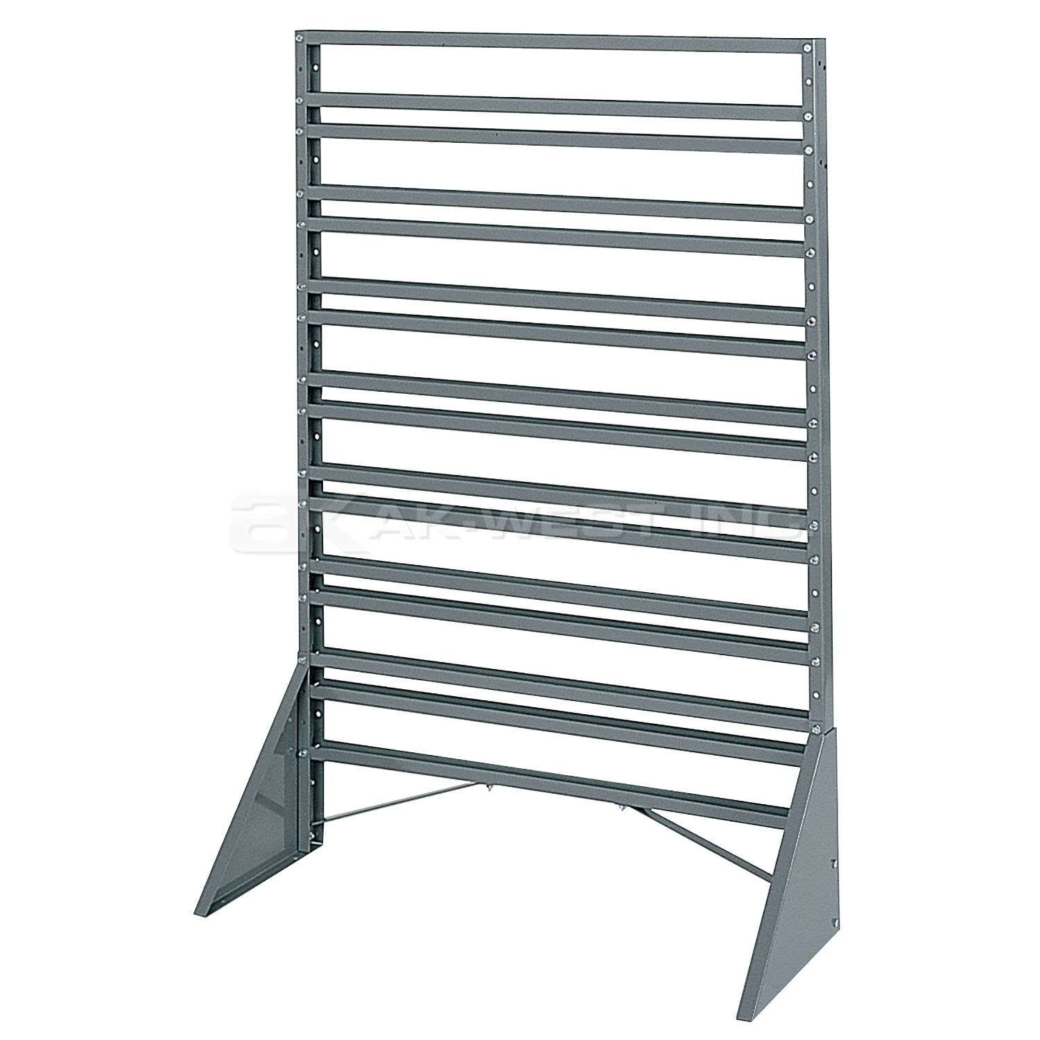 Grey, 36" x 20" x 53", 1 Sided, 16 Rail Bin Rack