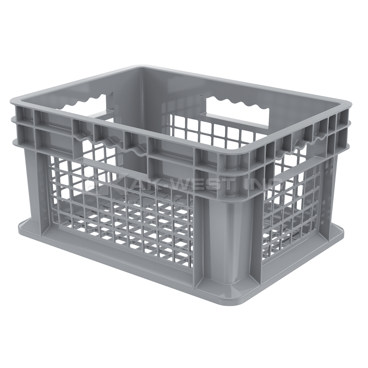 Grey, 15-3/4" x 11-3/4" x 8-1/4", Vented Side and Base, Straight Wall Container (12 Per Carton)