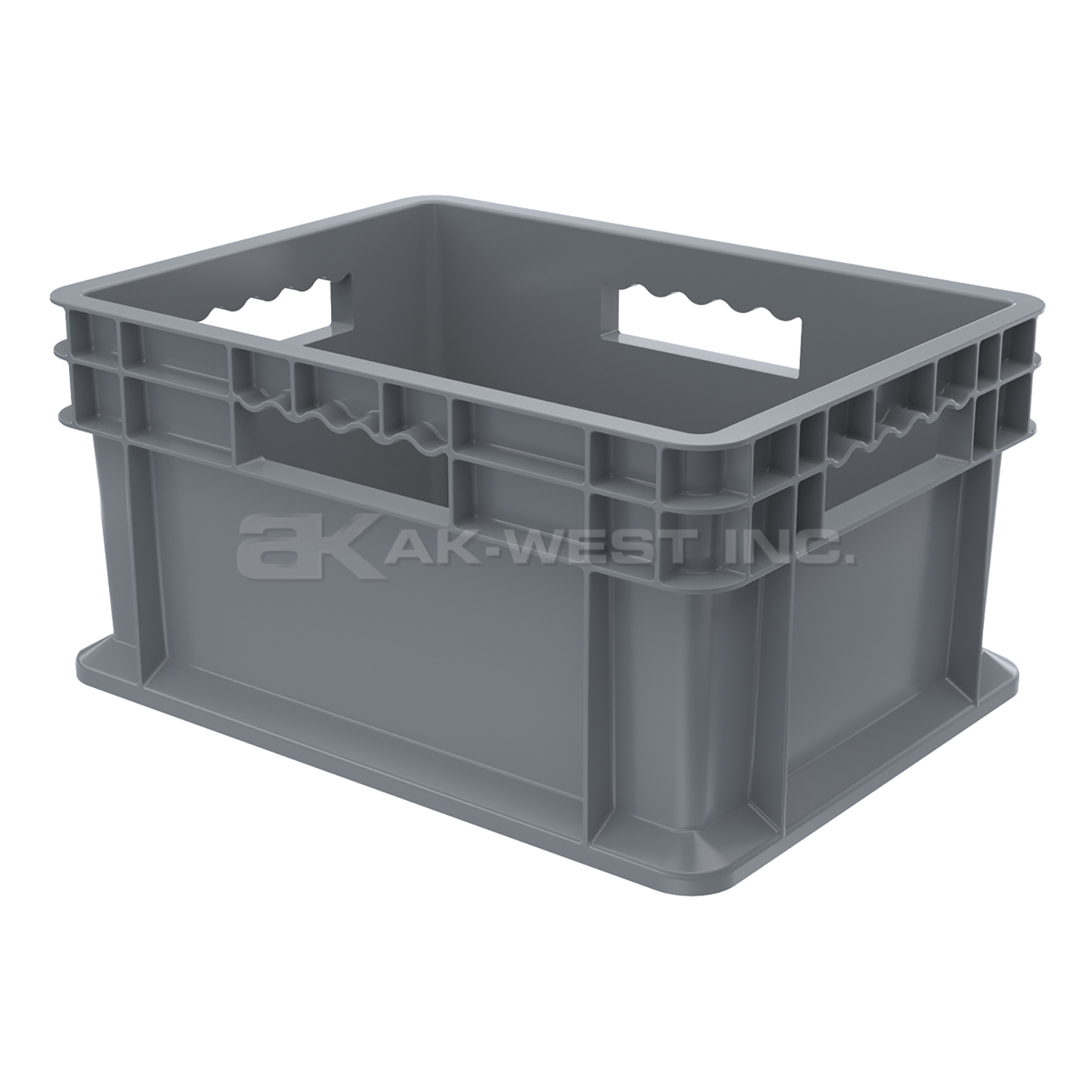 Grey, 15-3/4" x 11-3/4" x 8-1/4", Solid Side and Base, Straight Wall Container (12 Per Carton)
