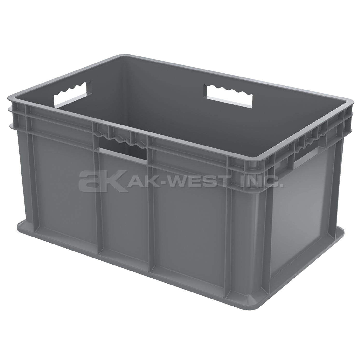 Grey, 23-3/4" x 15-3/4" x 12-1/4", Solid Side and Base, Straight Wall Container (3 Per Carton)