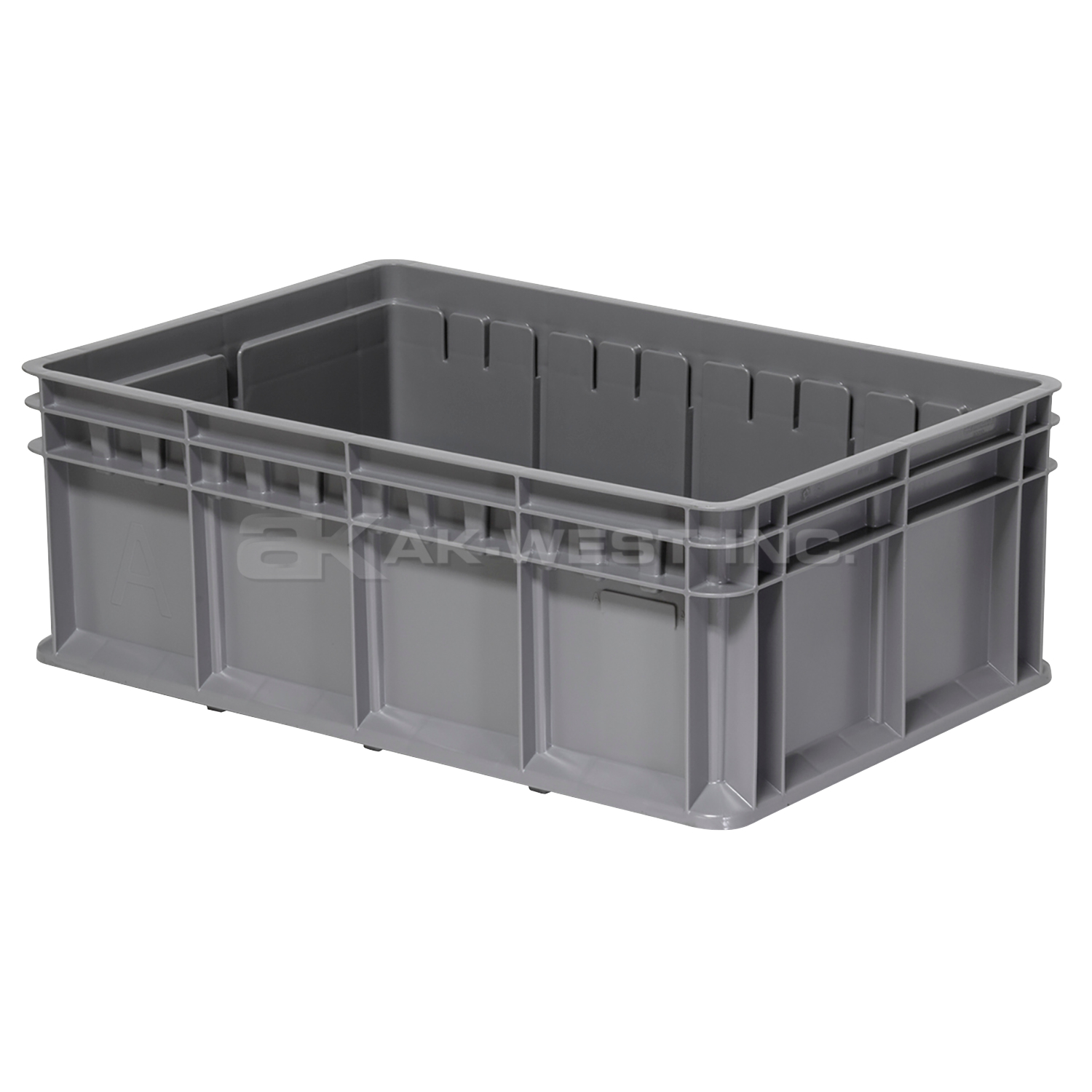 Grey, 23-5/8" x 15-3/4" x 8-21/32", Solid Side and Base, Straight Wall Container (4 Per Carton)