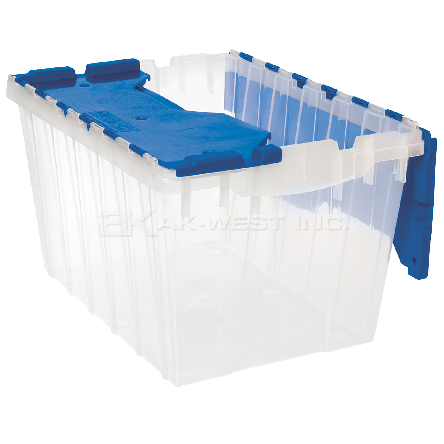 Clear, 21" x 15" x 12" KeepBox Attached Lid Container, Traction Bottom (6 Per Carton)