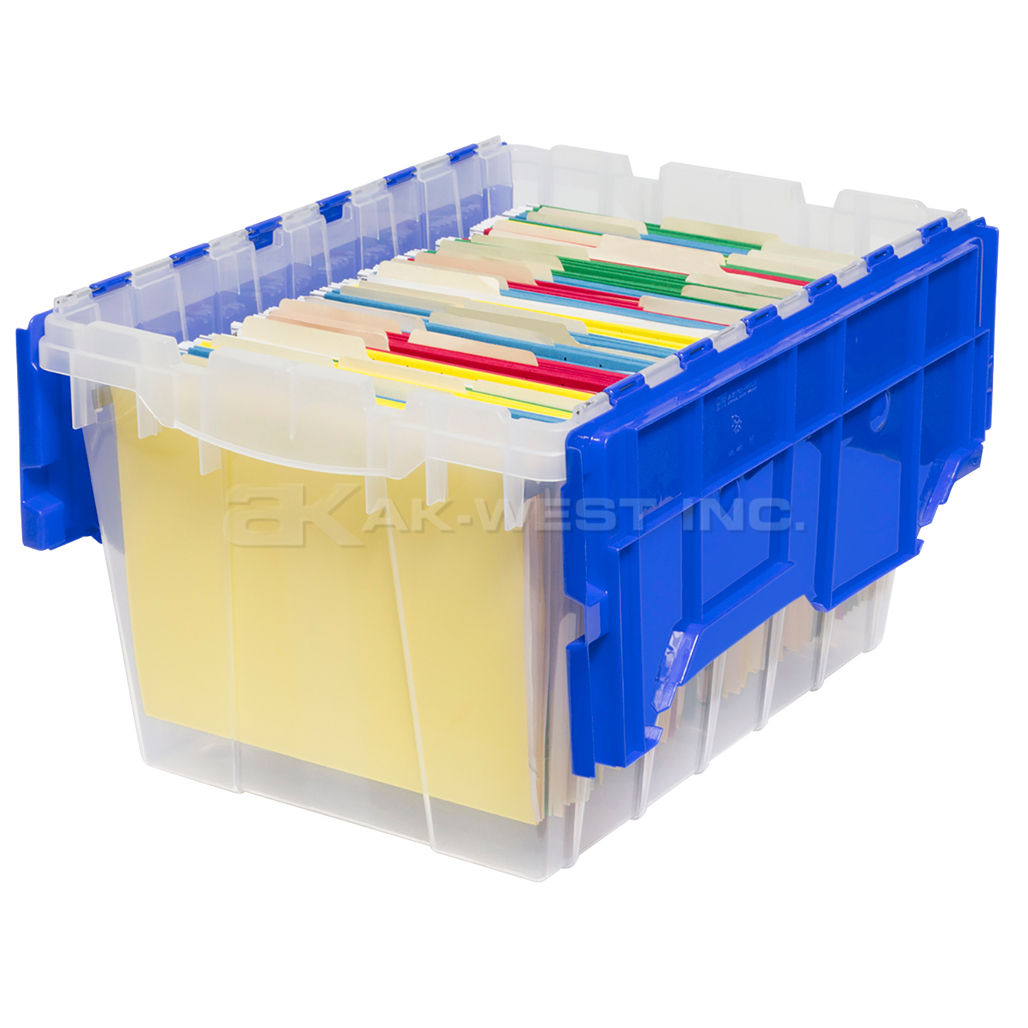 Clear, 21" x 15" x 12" KeepBox File Box Attached Lid Container, Traction Bottom (6 Per Carton)