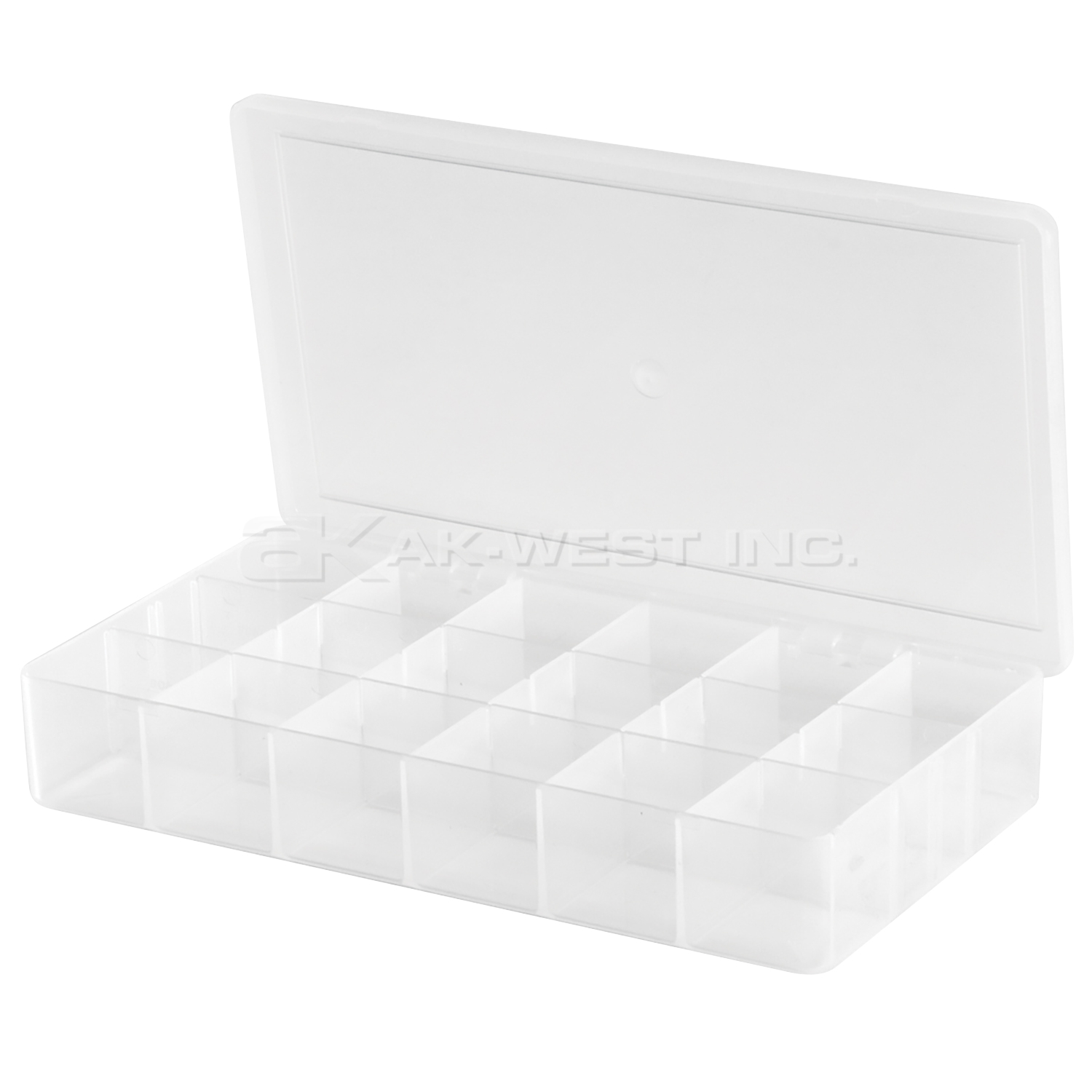 Clear, 8-5/16" x 4-5/8" x 1-1/2", 18 Compartments, Utility Box (12 Per Carton)