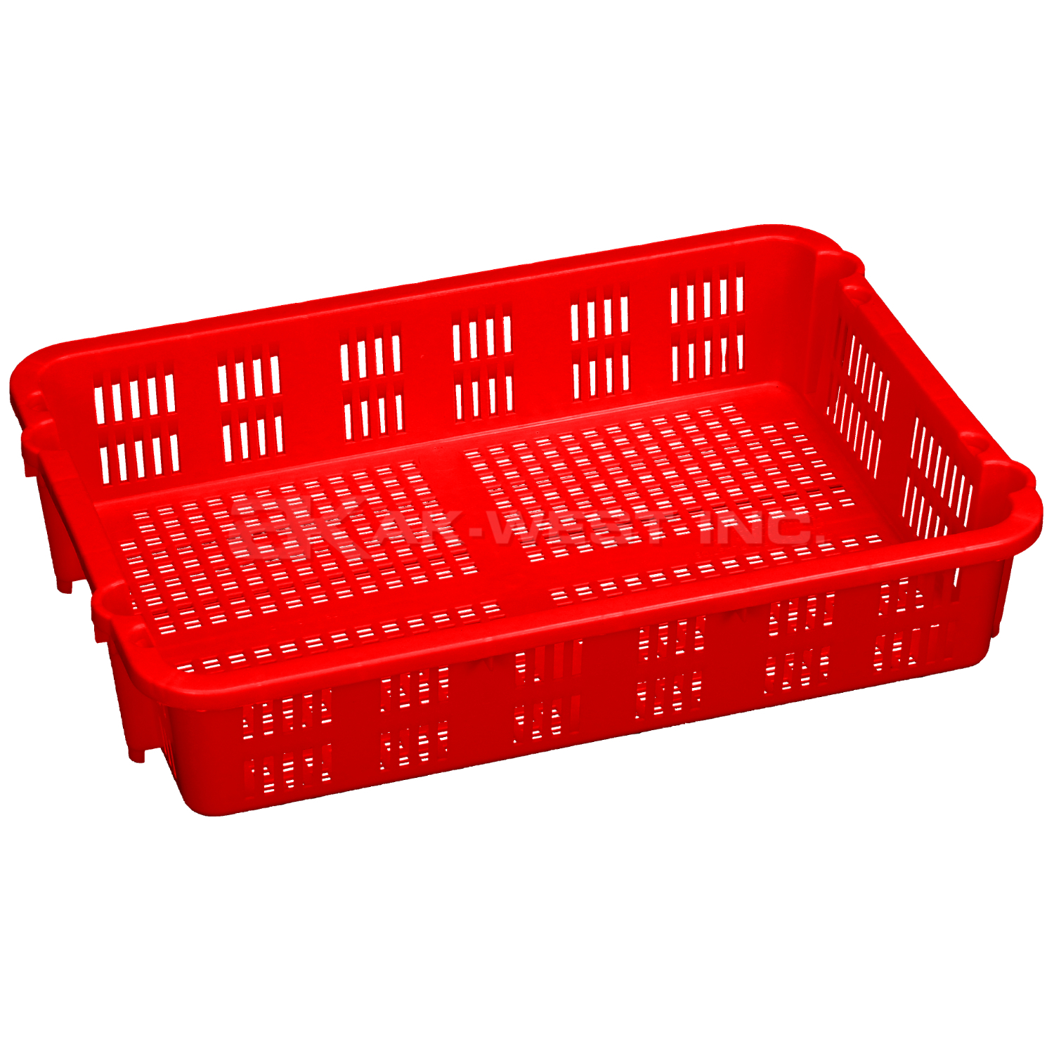 Red, 19"L x 13"W x 4"H Stack and Nest Container w/ Vented Sides and Base