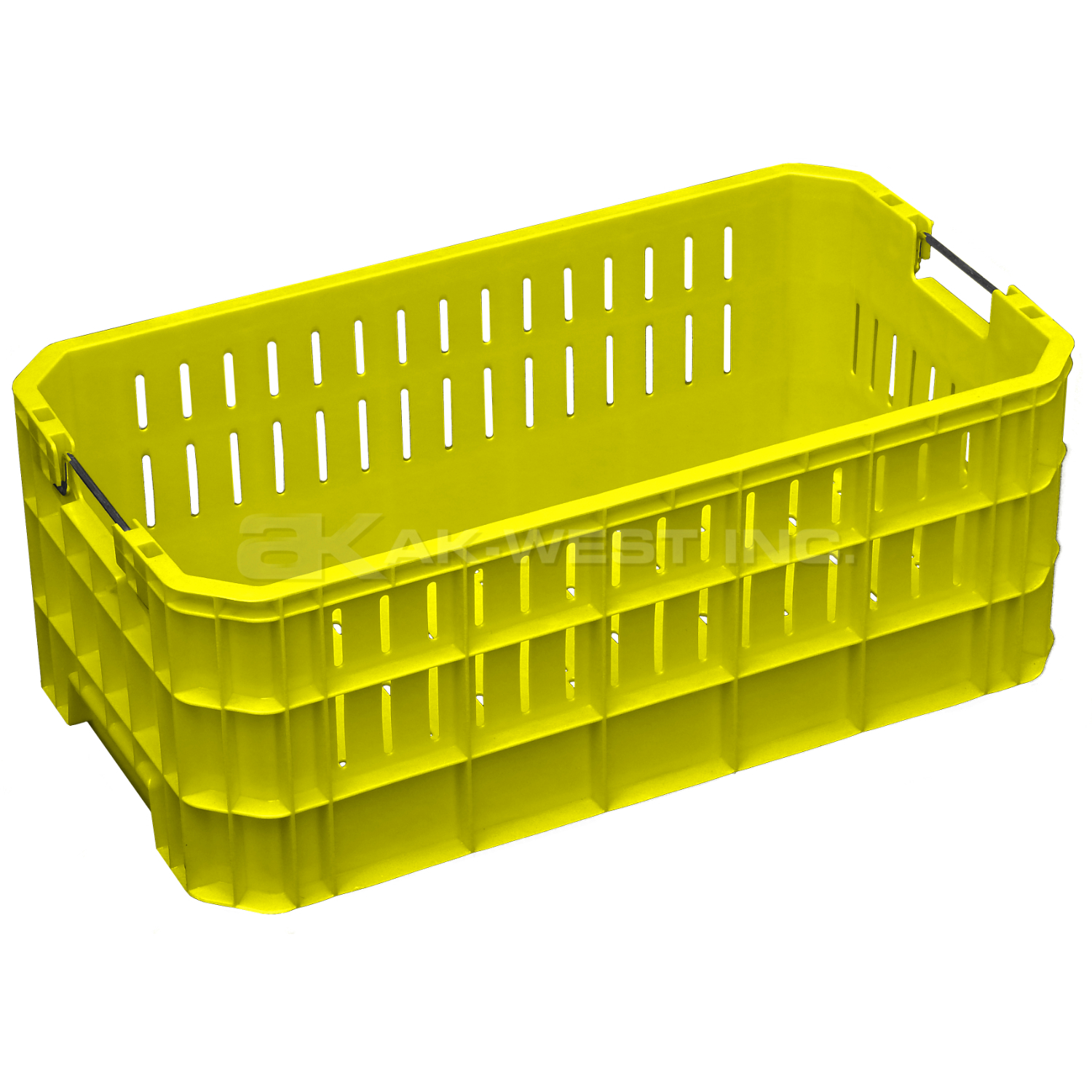 Yellow, 19"L x 11"W x 8"H Vented Handsfree Crate