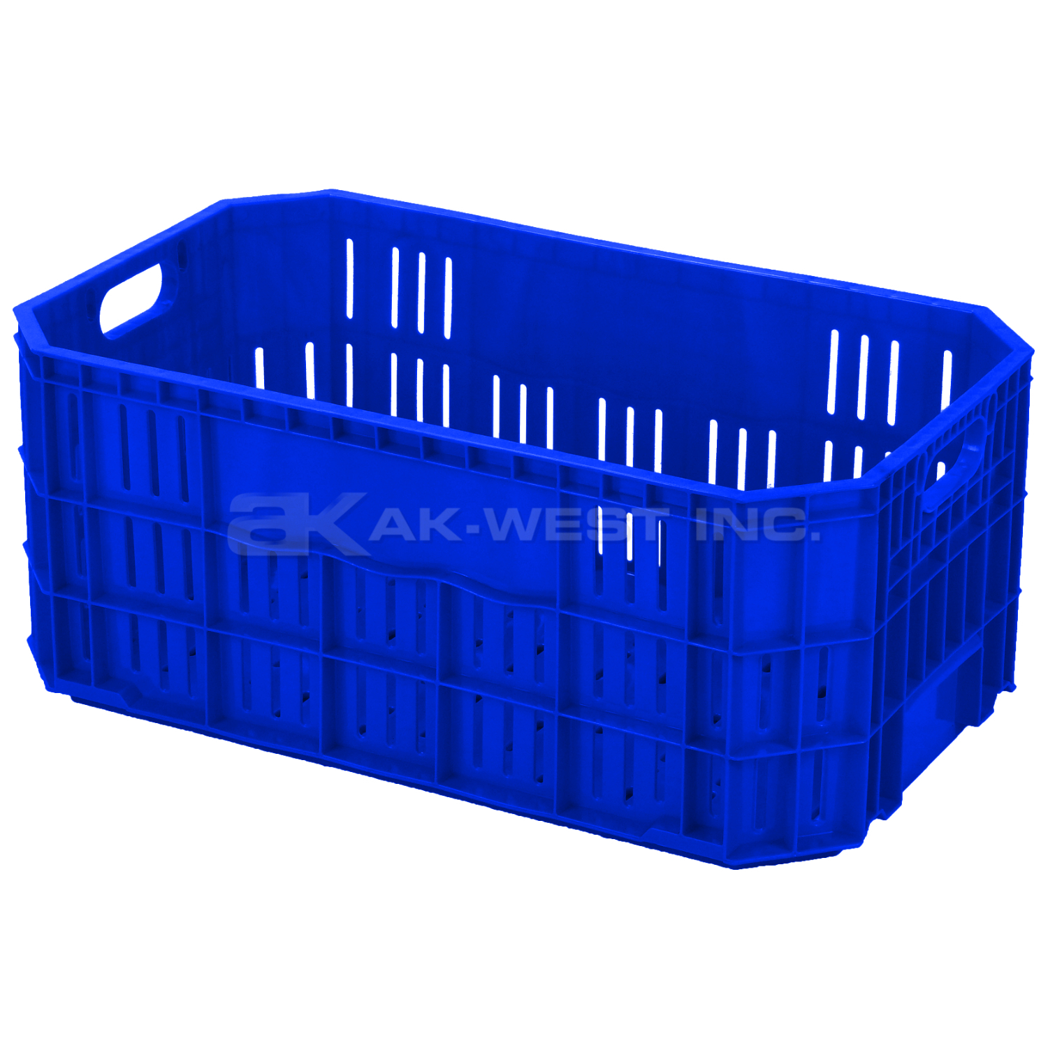 Blue, 20"L x 12"W x 8"H Vented Handsfree Crate