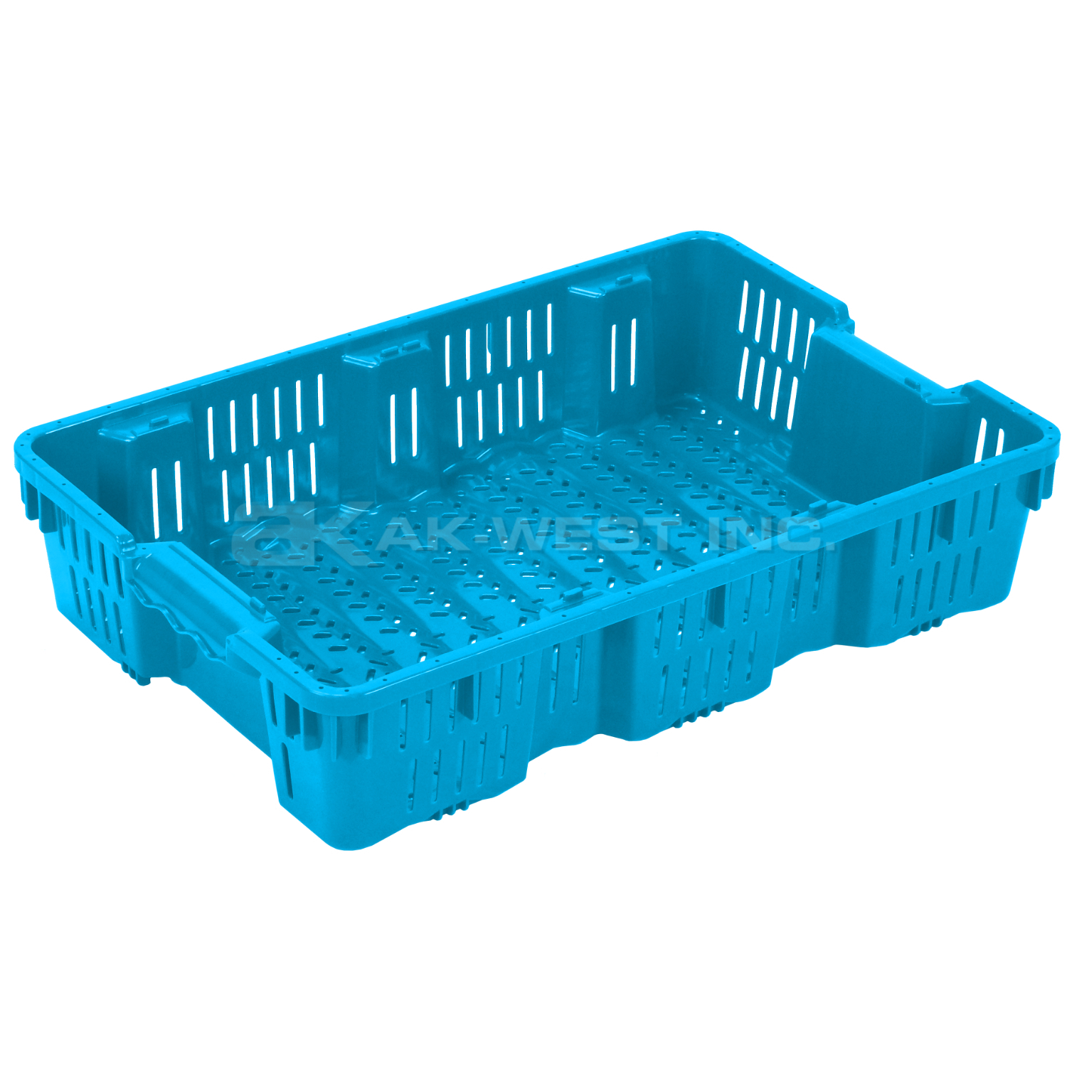 Lt. Blue, 24"L x 16"W x 5"H Wavy Stack and Nest Container w/ Vented Sides and Base