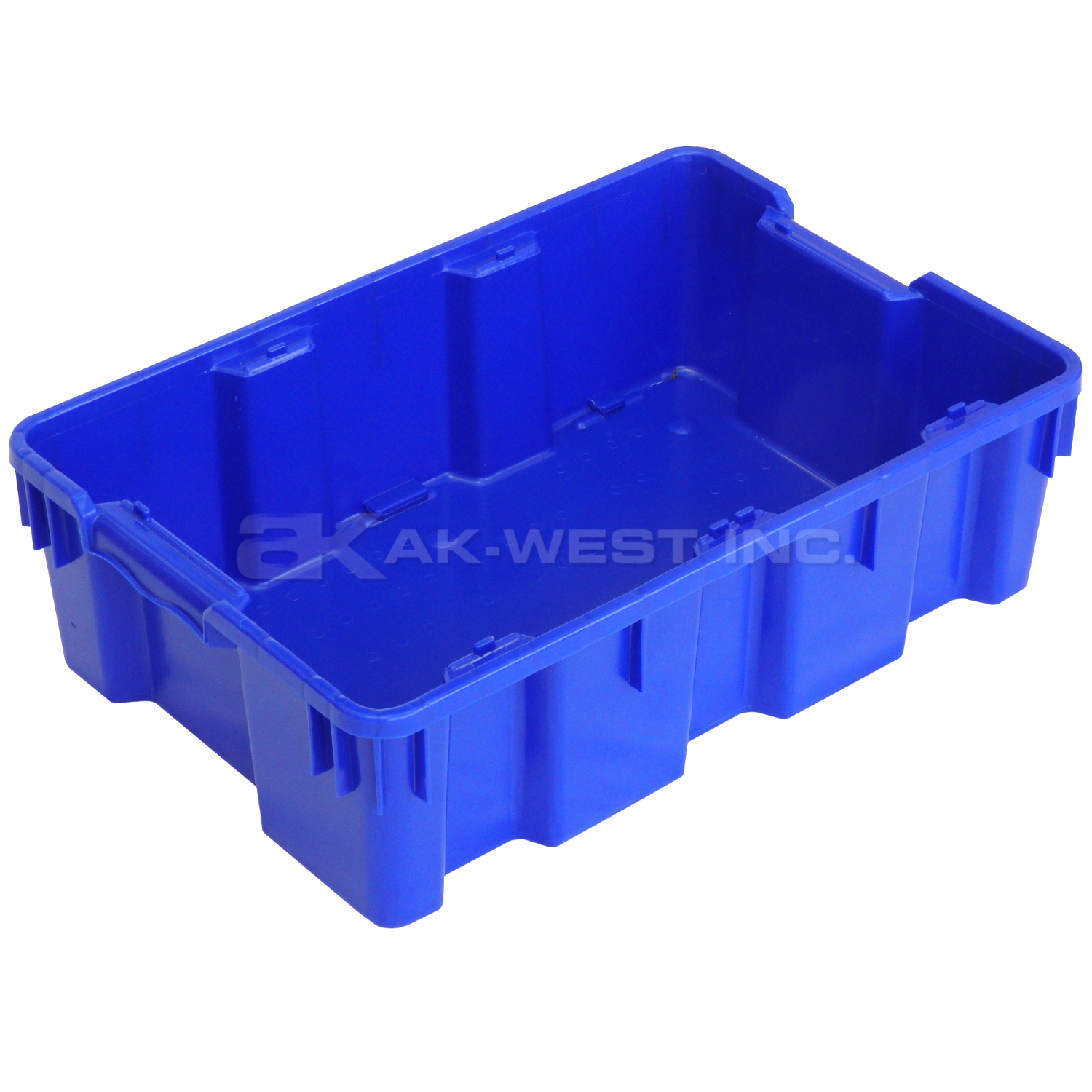 Blue, 24"L x 16"W x 7"H Stack and Nest Container w/ Solid Sides and Base