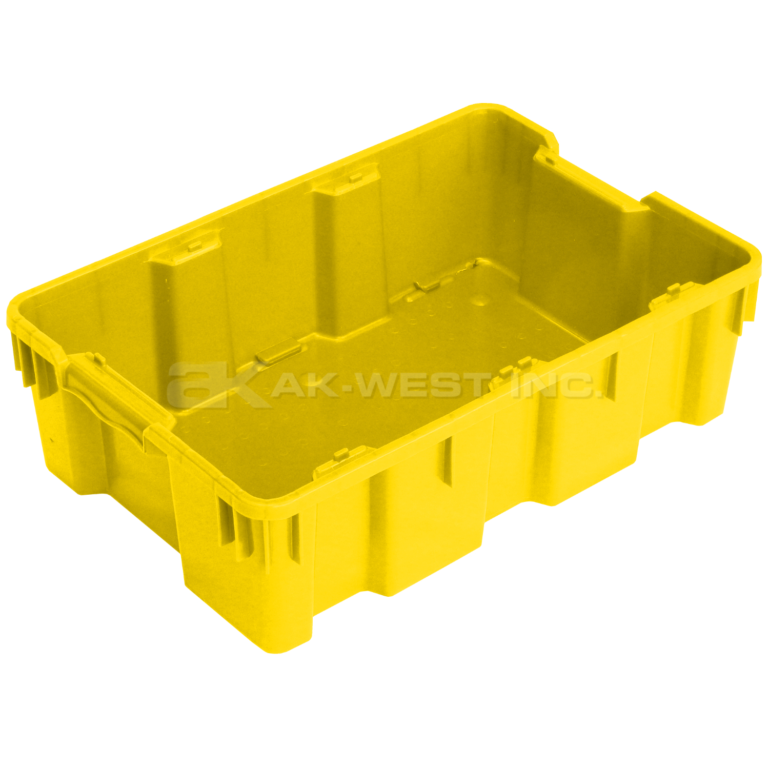 Yellow, 24"L x 16"W x 7"H Stack and Nest Container w/ Solid Sides and Base