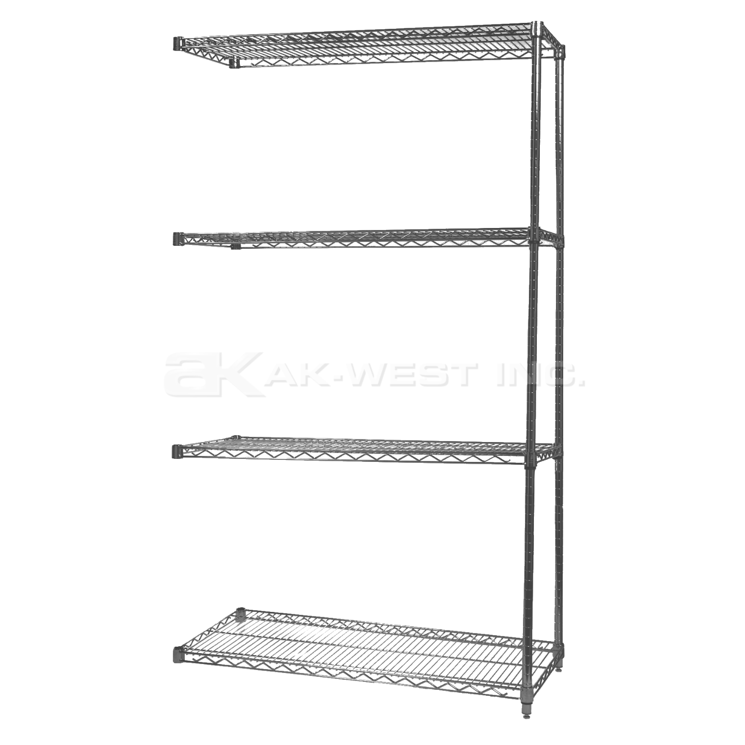 Grey, 12"D x 48"W x 54"H, 4 Shelf, Wire Shelving Adder Kit