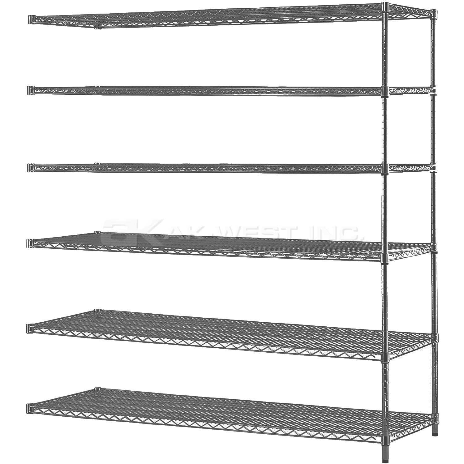 Grey, 18"D x 60"W x 54"H, 5 Shelf, Wire Shelving Adder Kit