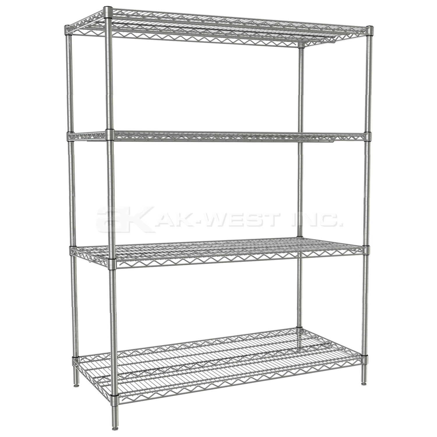 Chrome, 24"D x 48"W x 54"H, 4 Shelf, Wire Shelving Starter Kit