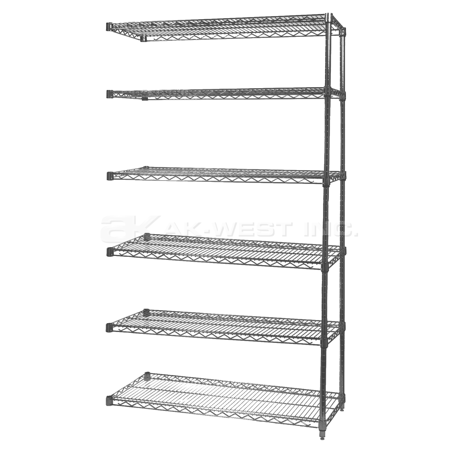 Grey, 24"D x 48"W x 54"H, 6 Shelf, Wire Shelving Adder Kit