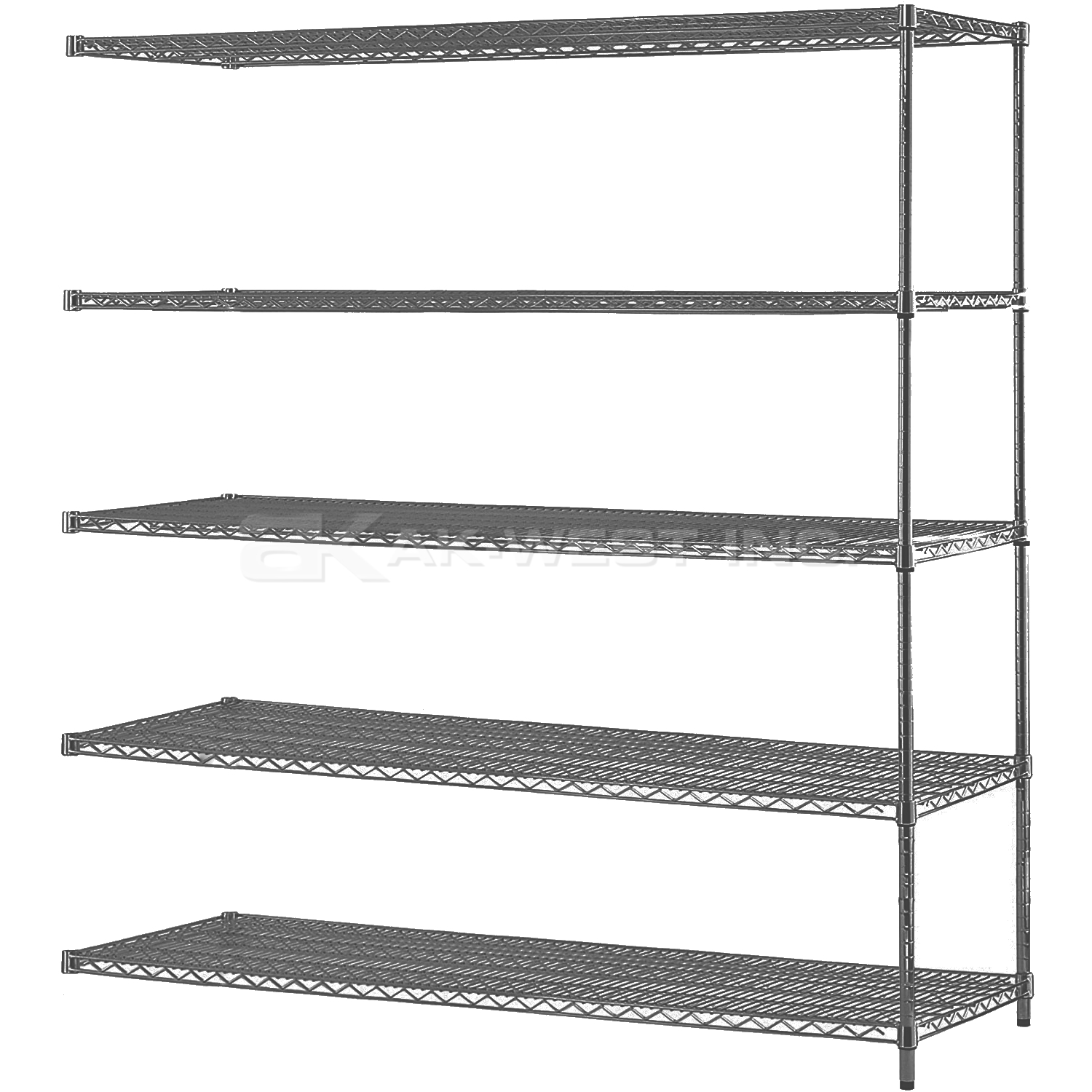 Grey, 24"D x 60"W x 54"H, 6 Shelf, Wire Shelving Adder Kit