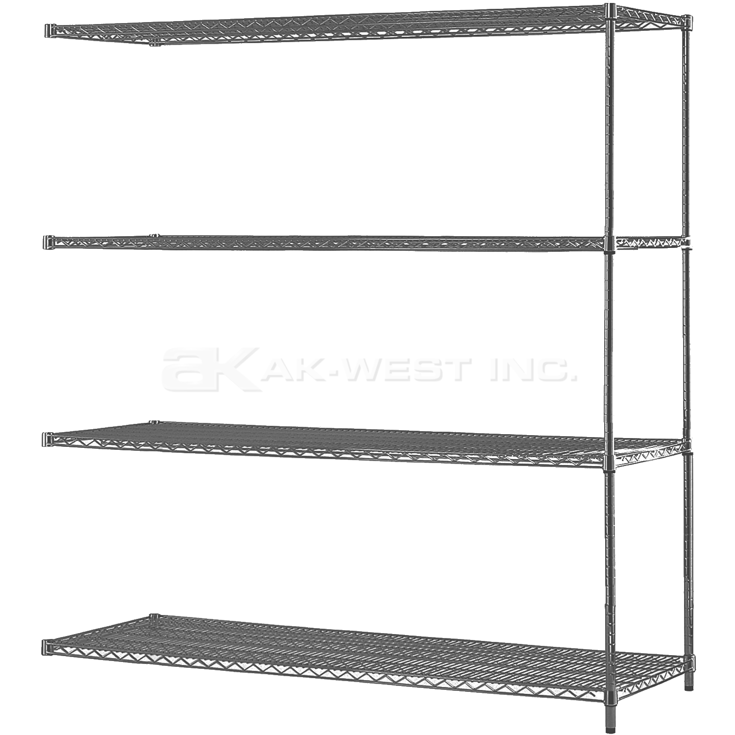Grey, 24"D x 72"W x 54"H, 4 Shelf, Wire Shelving Adder Kit