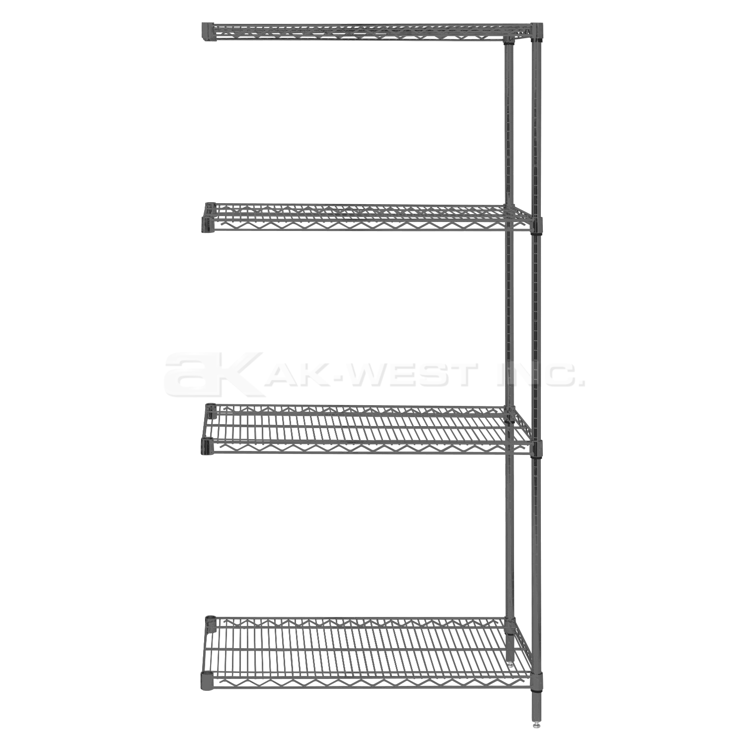 Grey, 12"D x 36"W x 63"H, 4 Shelf, Wire Shelving Adder Kit