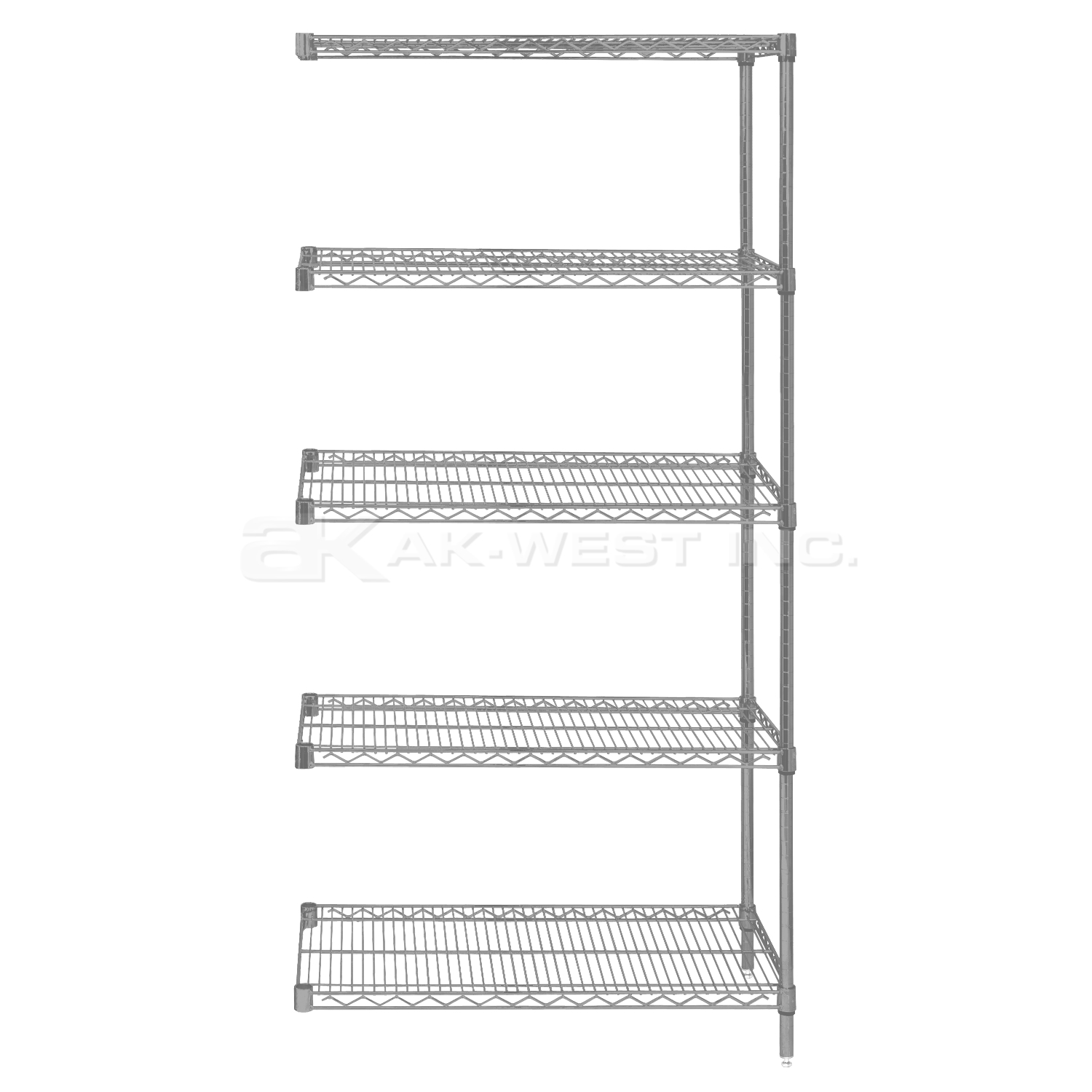 Chrome, 12"D x 36"W x 63"H, 5 Shelf, Wire Shelving Adder Kit