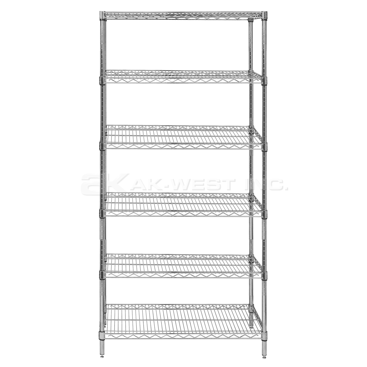 Chrome, 12"D x 36"W x 63"H, 6 Shelf, Wire Shelving Starter Kit