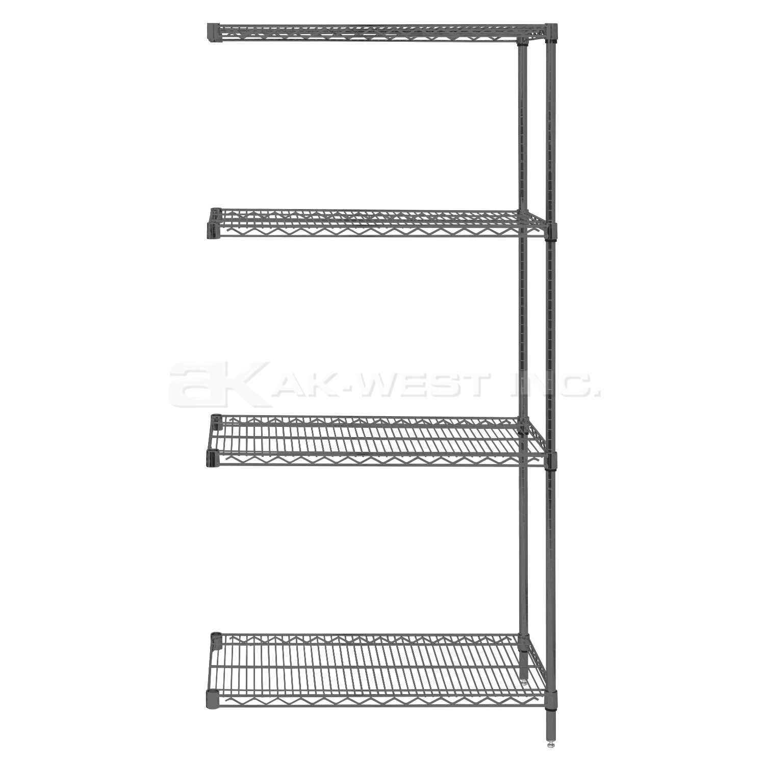 Grey, 18"D x 36"W x 63"H, 4 Shelf, Wire Shelving Adder Kit