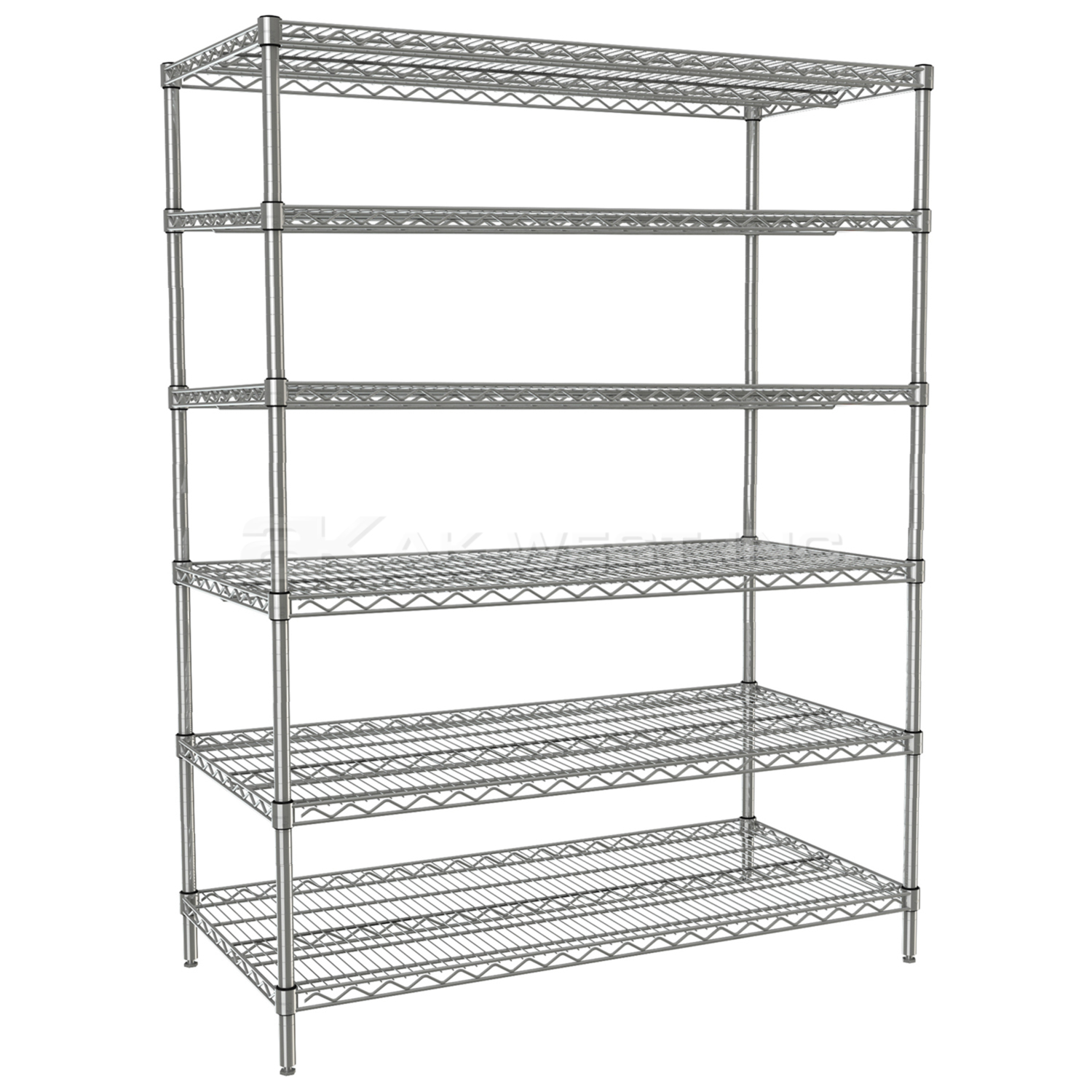 Chrome, 24"D x 48"W x 63"H, 6 Shelf, Wire Shelving Starter Kit