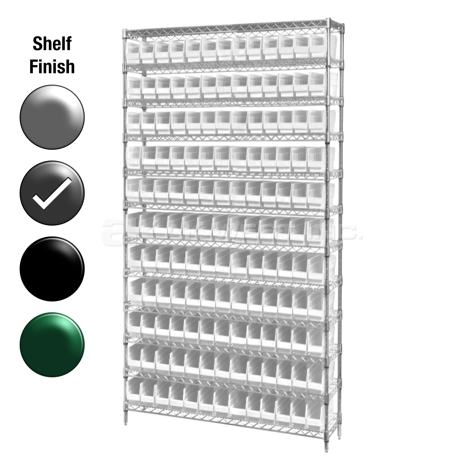 12"D x 36"W x 74"H Grey Epoxy Shelf w/ (12) Shelves and (132) 30110s