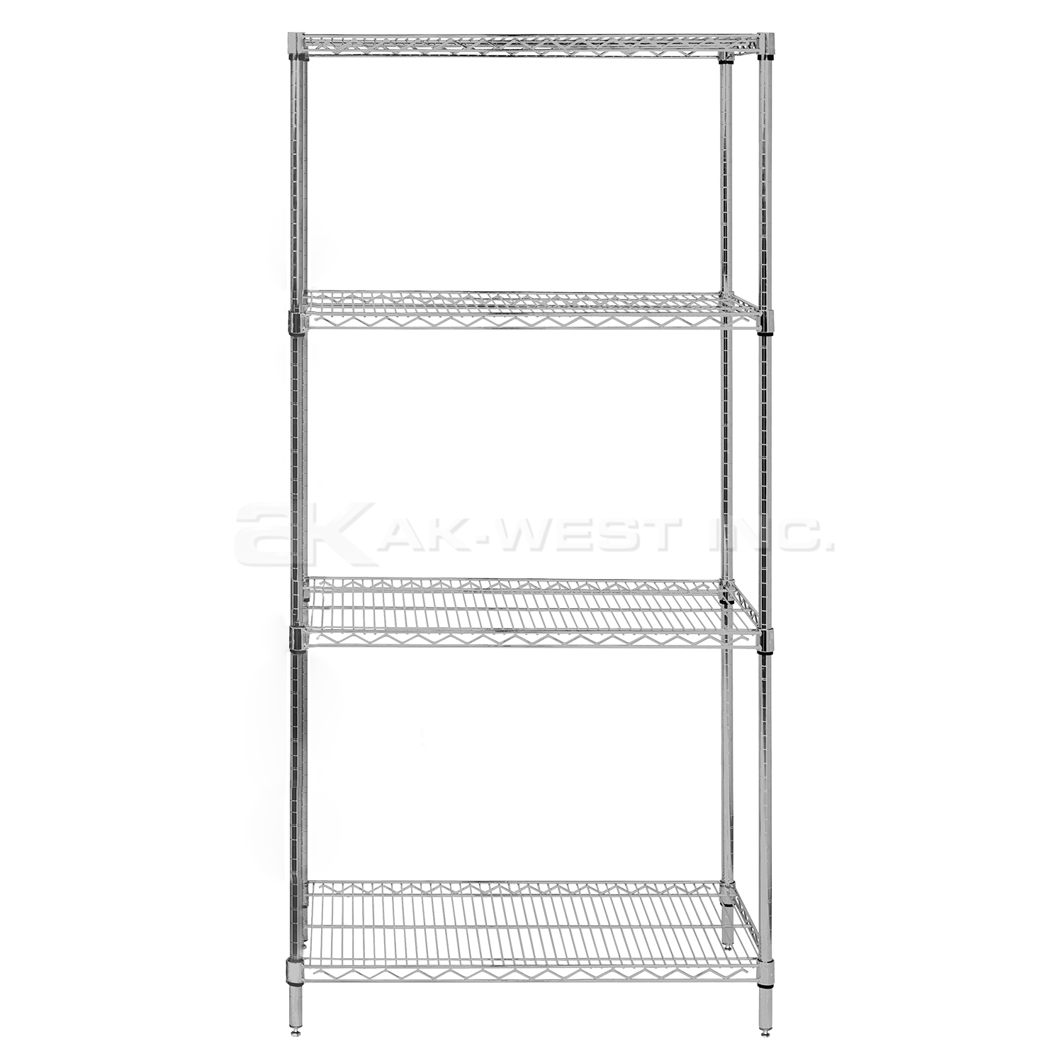 Chrome, 12"D x 36"W x 74"H, 4 Shelf, Wire Shelving Starter Kit