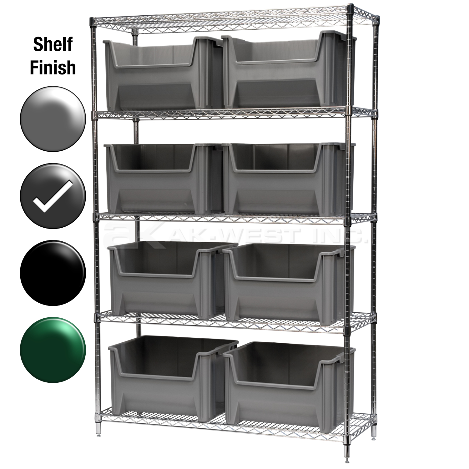 18"D x 48"W x 74"H Grey Epoxy Shelf w/ (5) Shelves and (8) 13017s