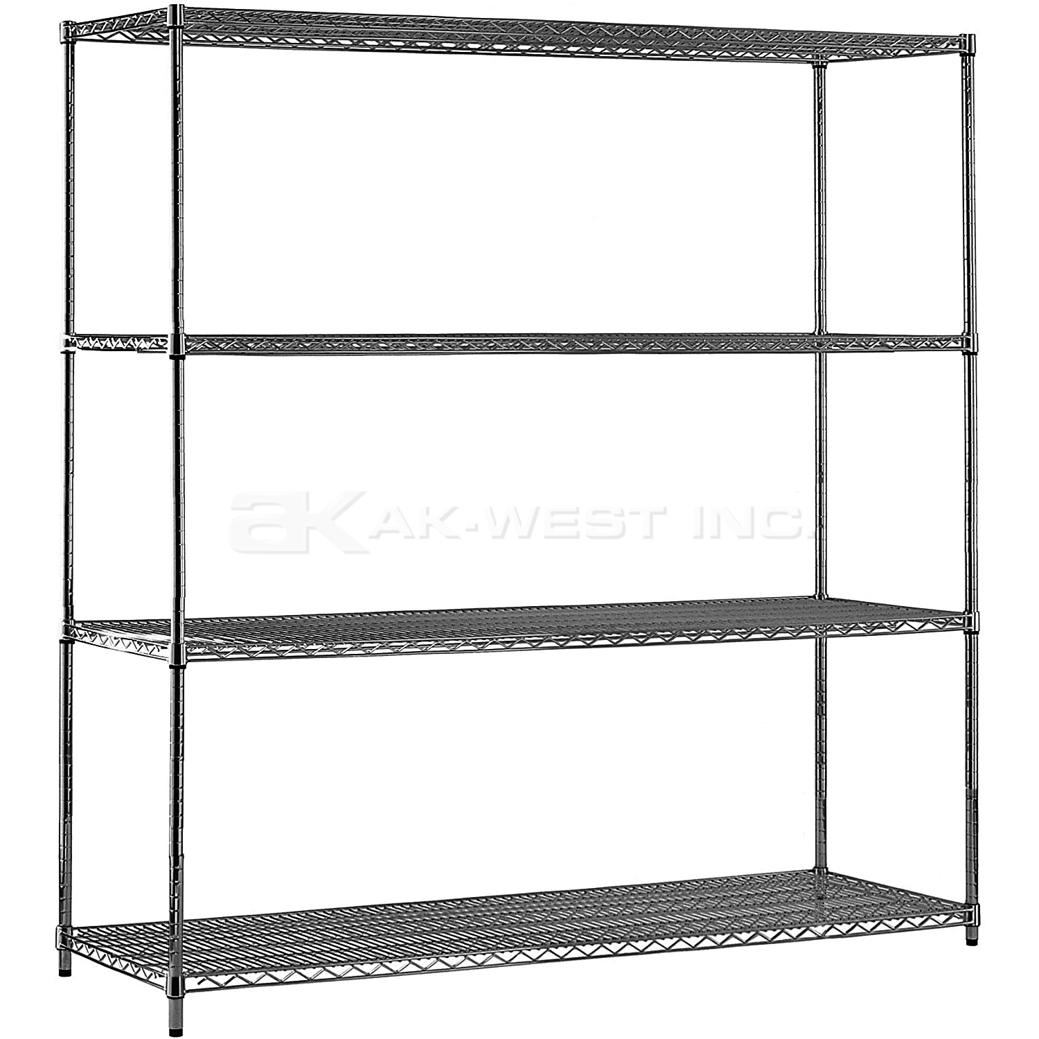 Grey, 18"D x 60"W x 74"H, 4 Shelf, Wire Shelving Starter Kit