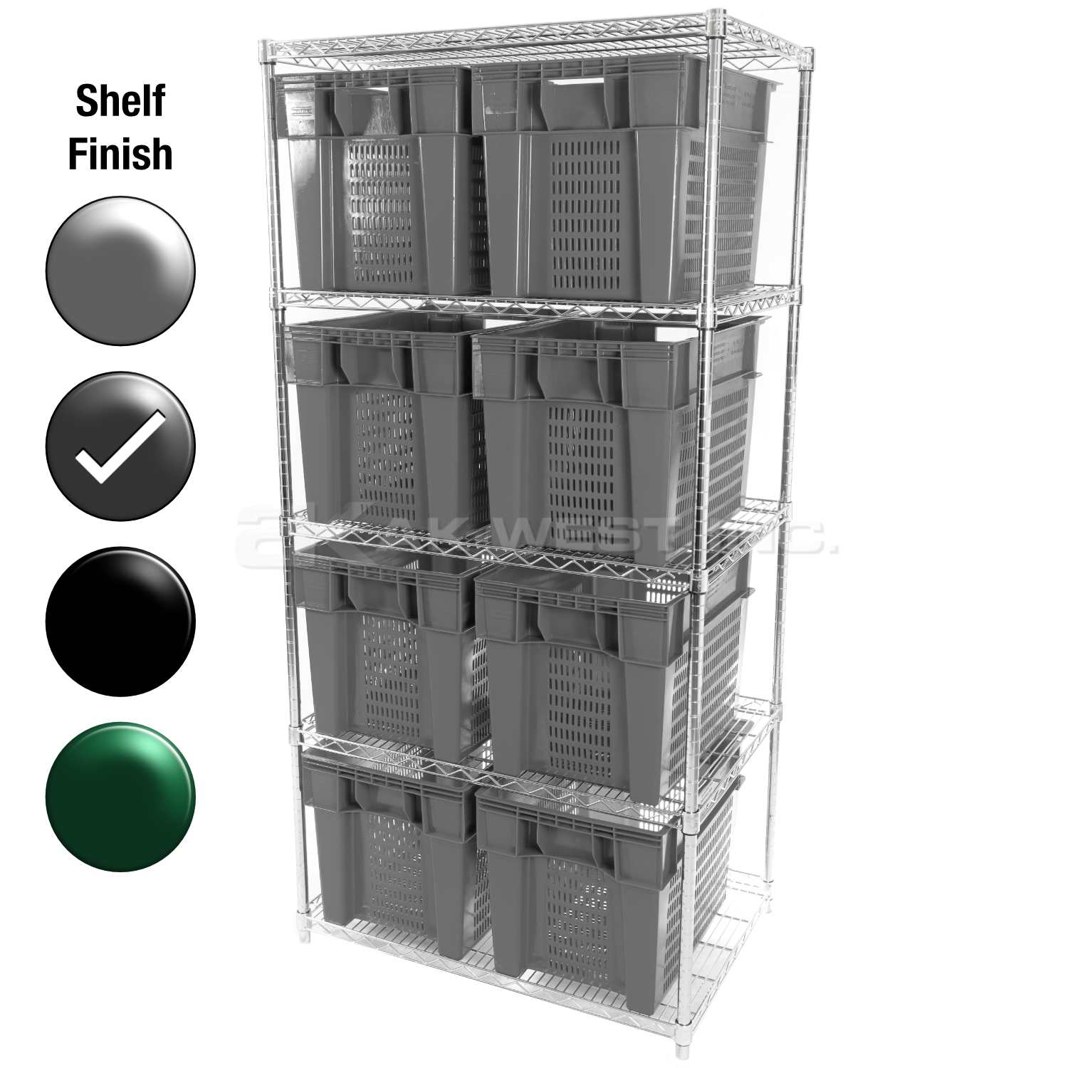 24"D x 36"W x 74"H Grey Epoxy Shelf w/ (3) Shelves and (8) SN24161622s