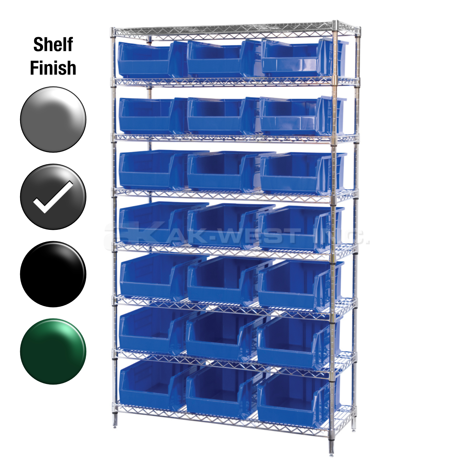 24"D x 36"W x 74"H Grey Epoxy Shelf w/ (8) Shelves and (21) 30286s