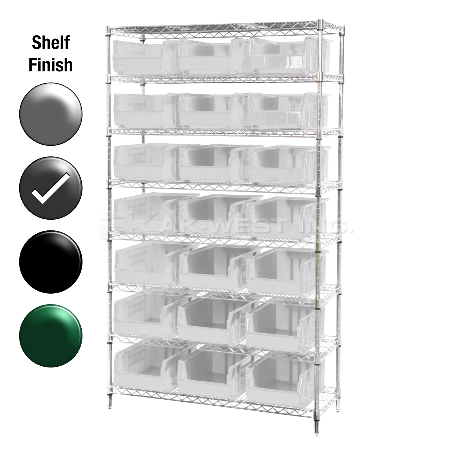 24"D x 36"W x 74"H Grey Epoxy Shelf w/ (8) Shelves and (21) 30286s