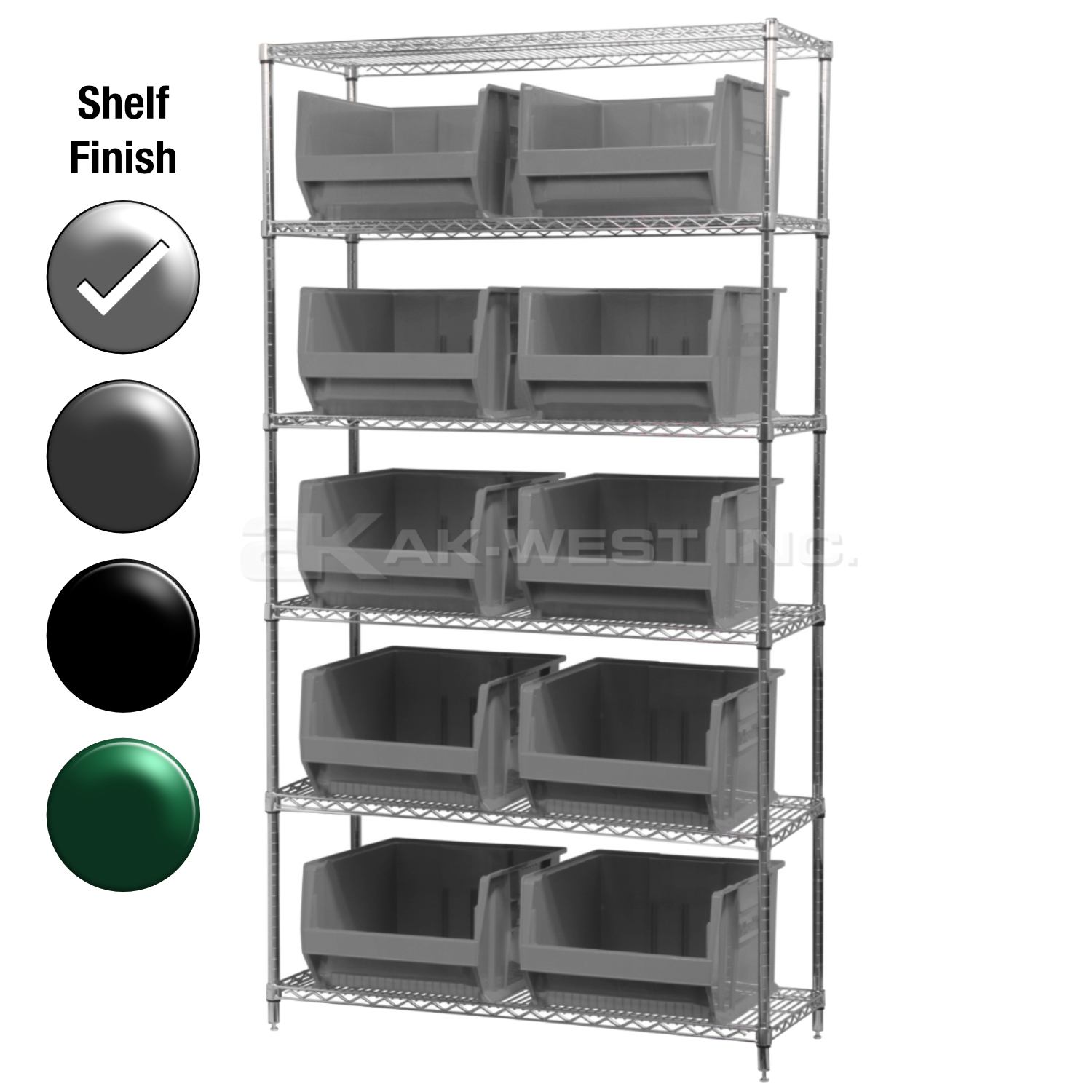 24"D x 36"W x 74"H Chrome Shelf w/ (6) Shelves and (10) 30288s