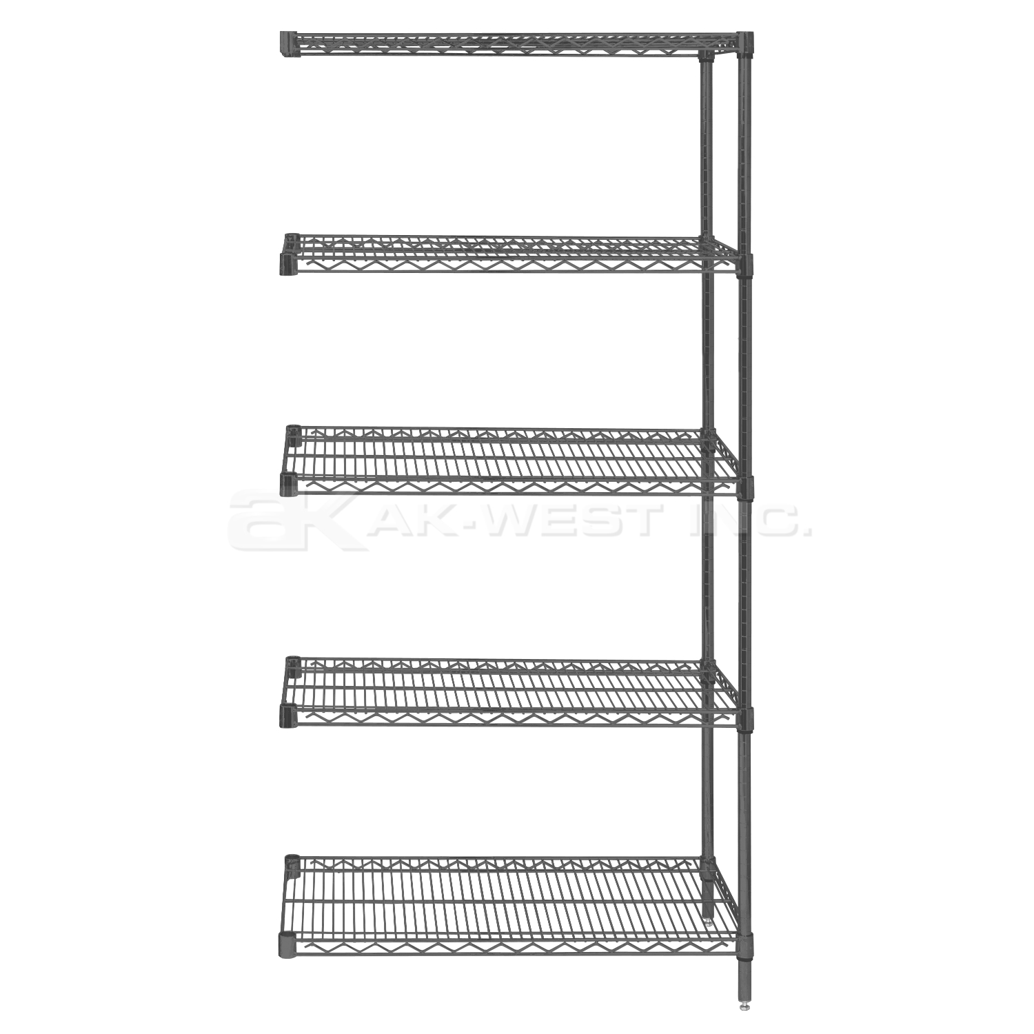 Grey, 24"D x 36"W x 74"H, 5 Shelf, Wire Shelving Adder Kit