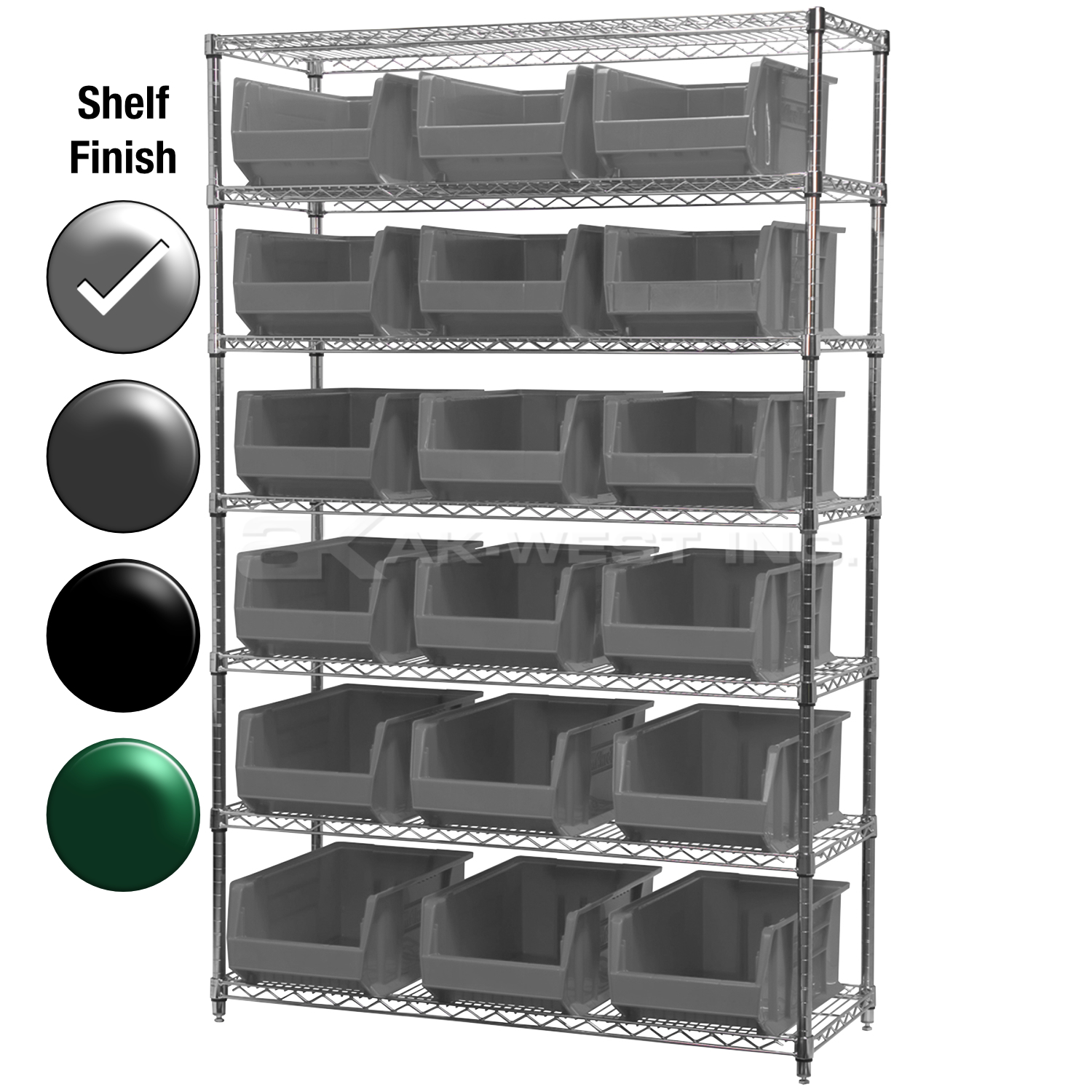 24"D x 48"W x 74"H Chrome Shelf w/ (7) Shelves and (18) 30281s