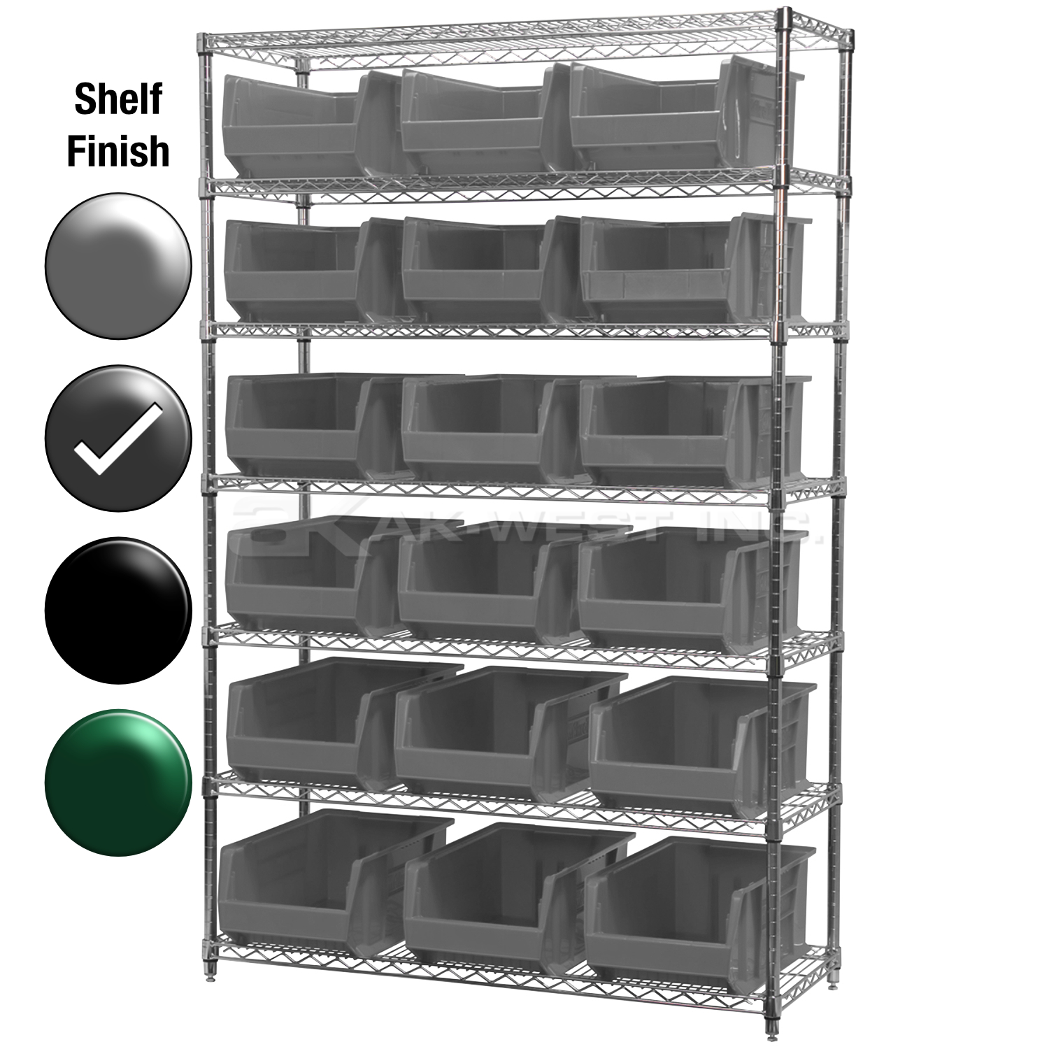 24"D x 48"W x 74"H Grey Epoxy Shelf w/ (7) Shelves and (18) 30281s