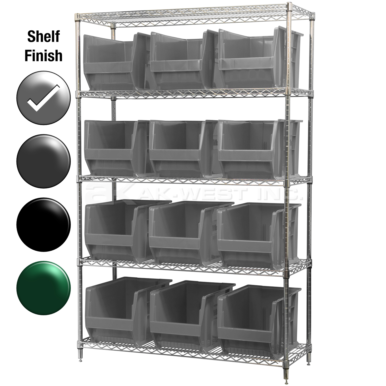 24"D x 48"W x 74"H Chrome Shelf w/ (5) Shelves and (12) 30282s