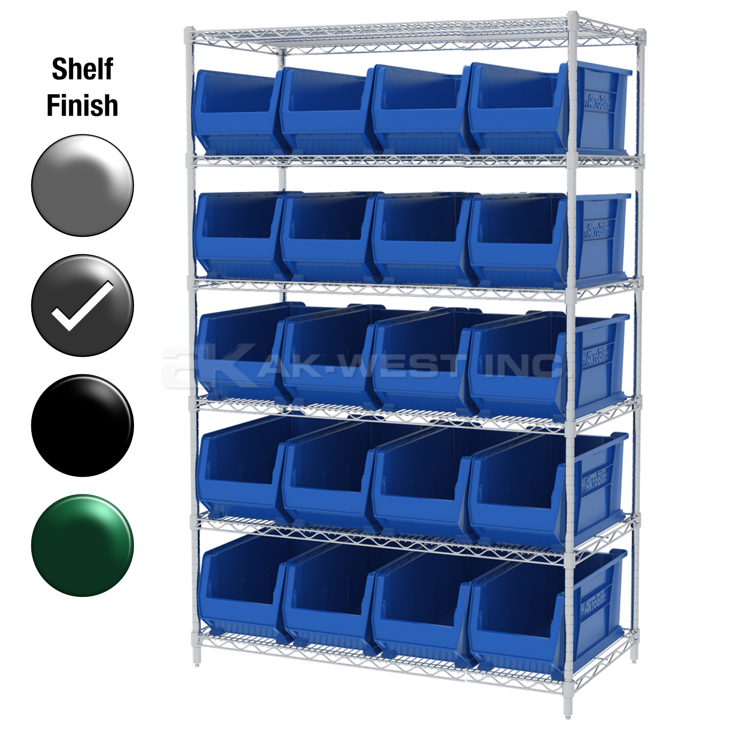 24"D x 48"W x 74"H Grey Epoxy Shelf w/ (6) Shelves and (20) 30287s