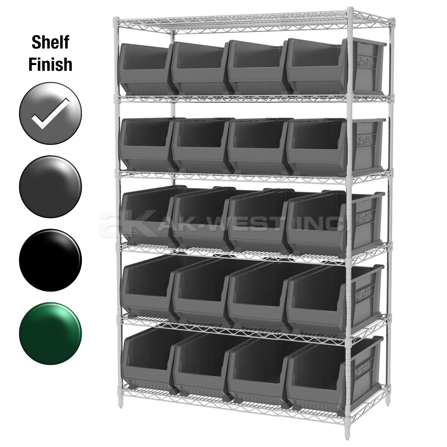 24"D x 48"W x 74"H Chrome Shelf w/ (6) Shelves and (20) 30287s