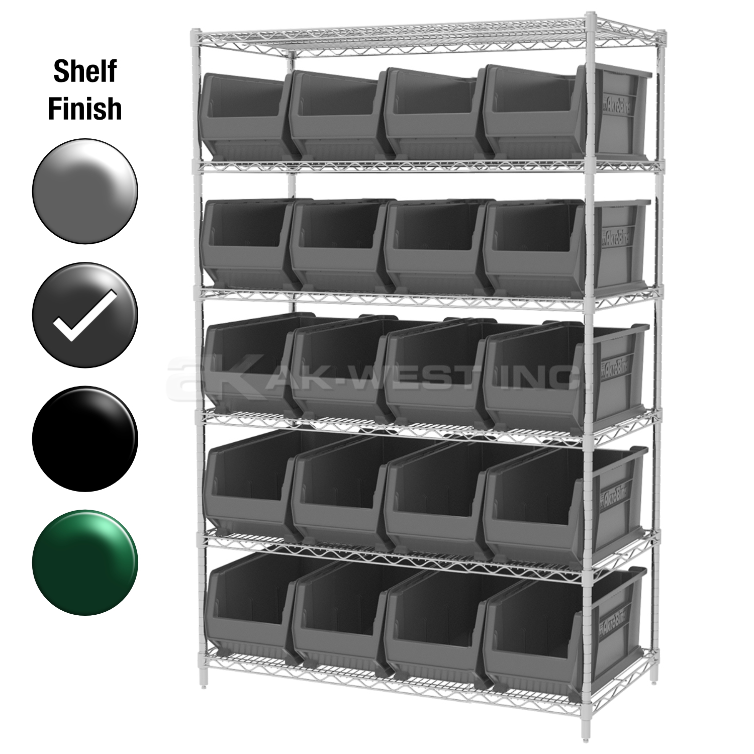 24"D x 48"W x 74"H Grey Epoxy Shelf w/ (6) Shelves and (20) 30287s