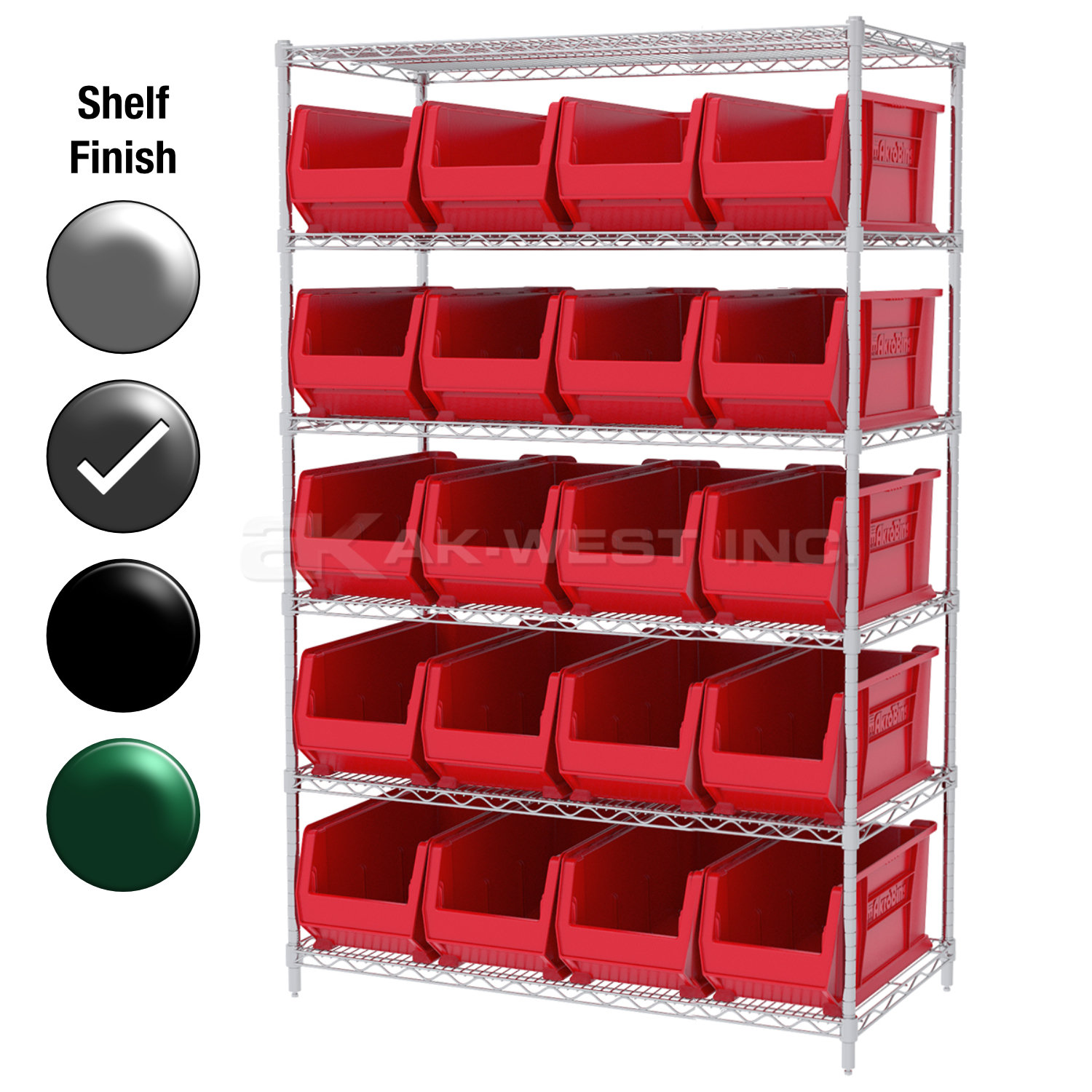 24"D x 48"W x 74"H Grey Epoxy Shelf w/ (6) Shelves and (20) 30287s