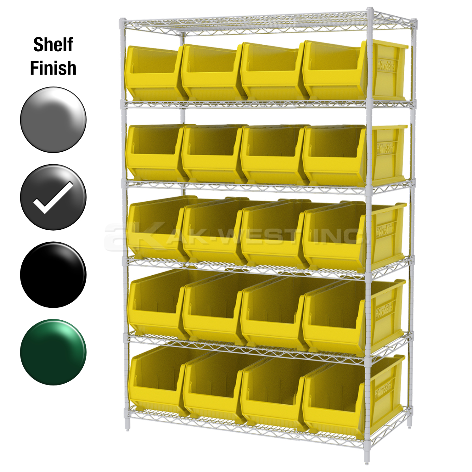 24"D x 48"W x 74"H Grey Epoxy Shelf w/ (6) Shelves and (20) 30287s