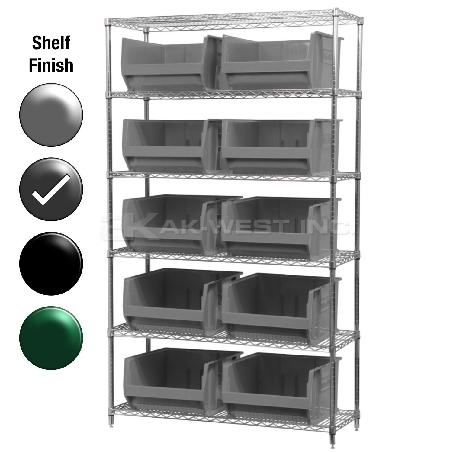 24"D x 48"W x 74"H Grey Epoxy Shelf w/ (6) Shelves and (10) 30288s