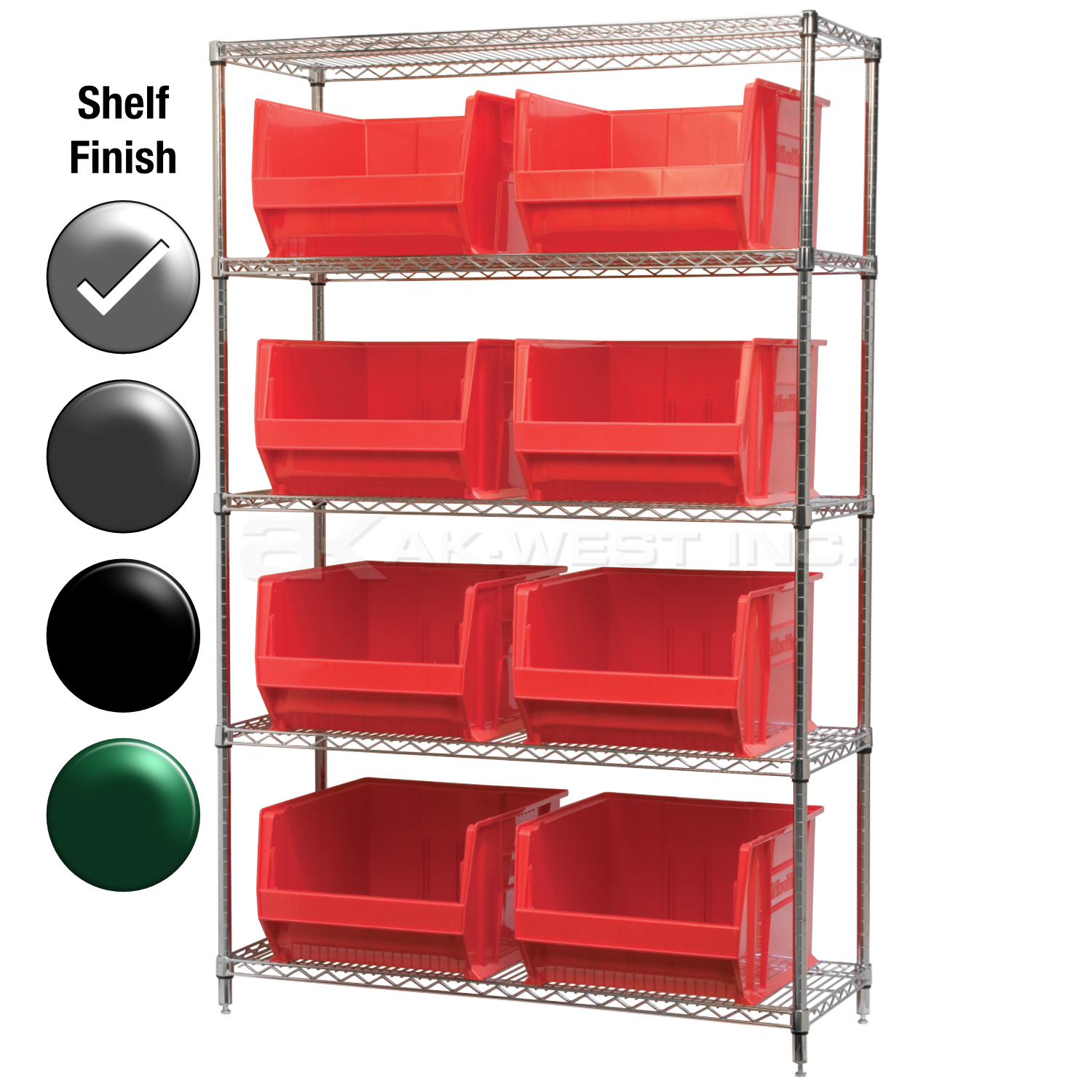 24"D x 48"W x 74"H Chrome Shelf w/ (5) Shelves and (8) 30289s