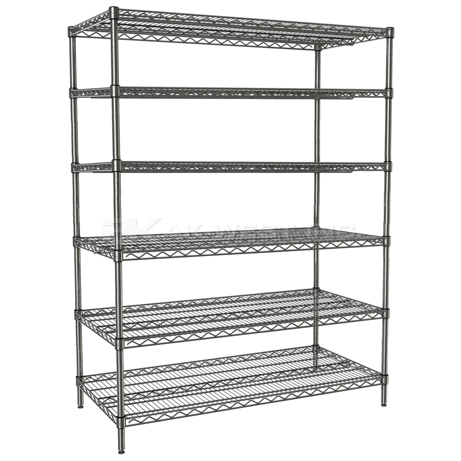 Grey, 24"D x 48"W x 74"H, 6 Shelf, Wire Shelving Starter Kit